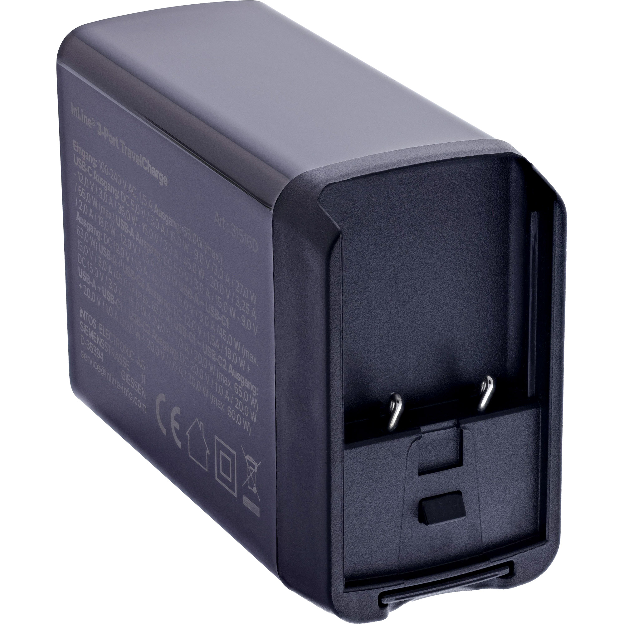 InLine 31516D mobile device charger Universal Black AC Fast charging Indoor – image 3