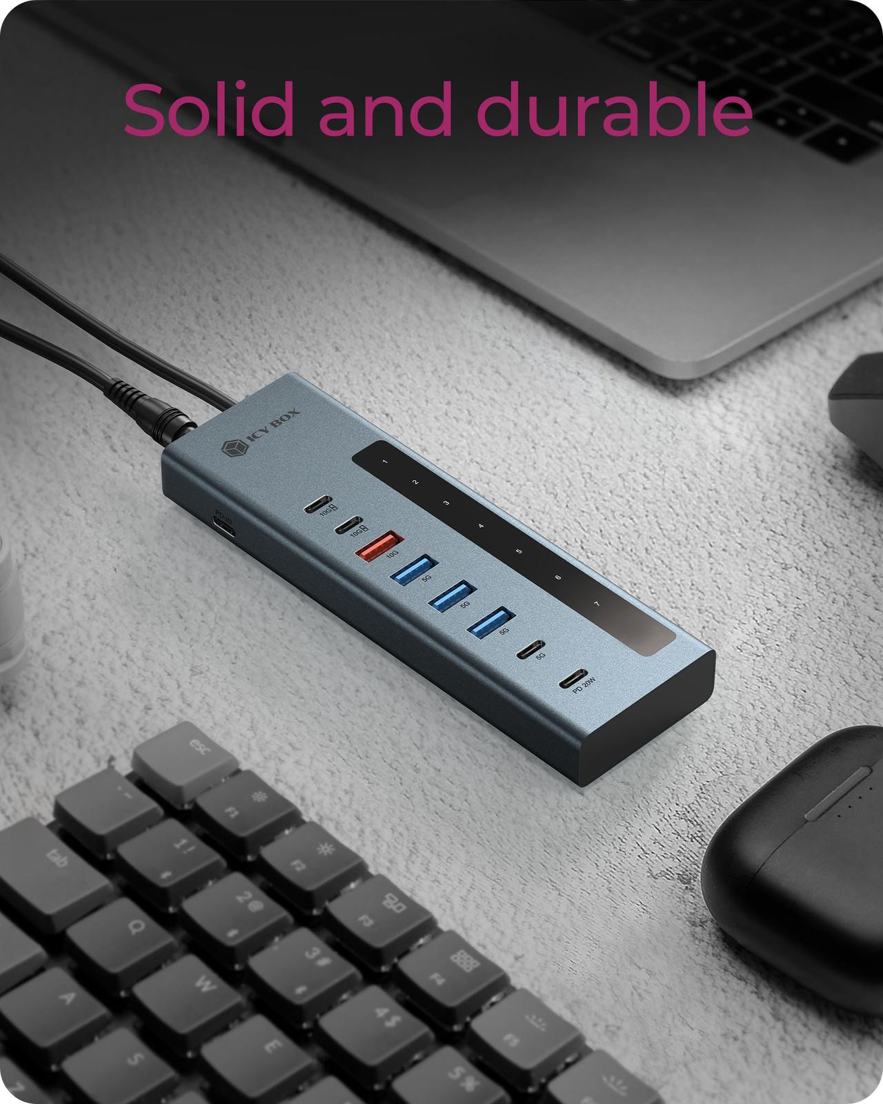 ICY BOX 9-in-1 hub with Power Delivery and Type-C/Type-A host connection – image 4