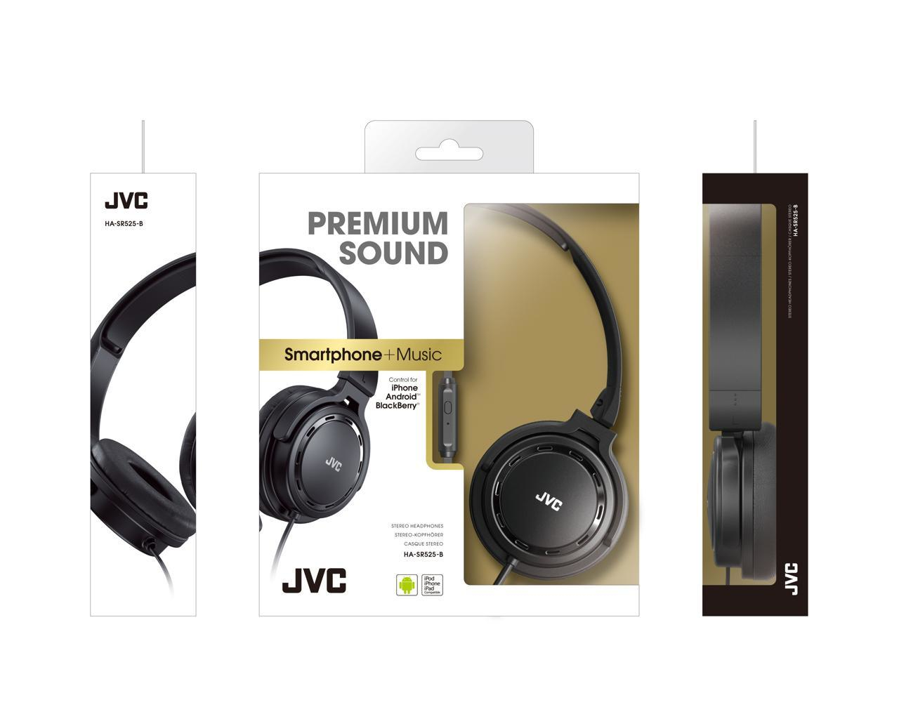 JVC HA-SR525-B-E Premium sound lightweight headphones with remote & mic – image 2