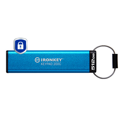 Kingston IronKey Keypad 200C 512GB USB-C FIPS 140-3 Encrypted Drive IKKP200C/512GB
