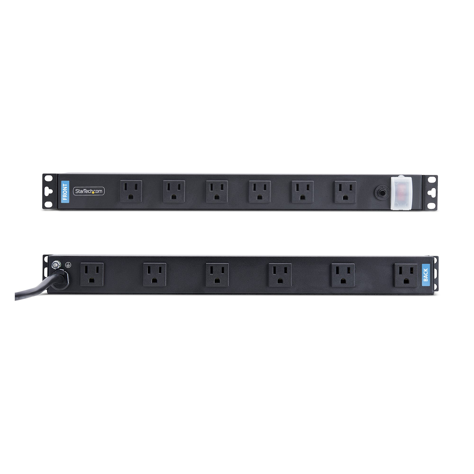 StarTech.com 12-Outlet Rackmount PDU, 1U Server Power Strip with Wide-Spaced Right-Angle Ports, Mounted Power Distribution Unit for 19-Inch Racks and Cabinets – image 3
