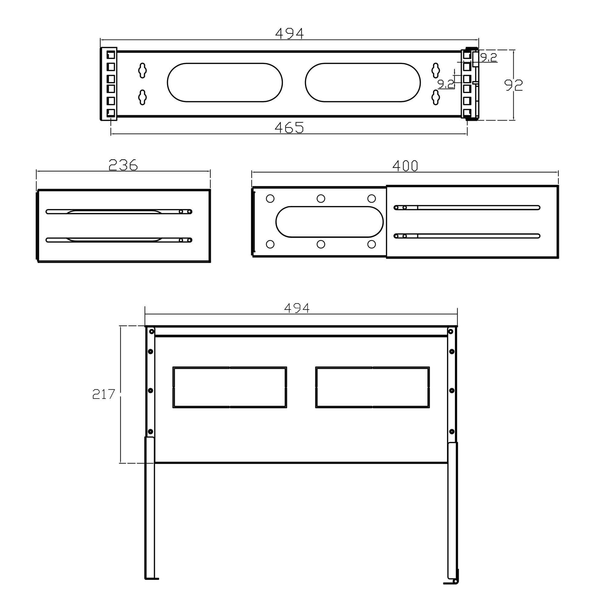 InLine 19" foldable rack, 2U, 24-40cm depth, with cover, grey – image 4