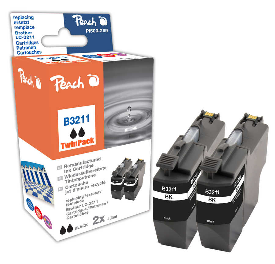 Peach PI500-269 ink cartridge 2 pc(s) Compatible Black