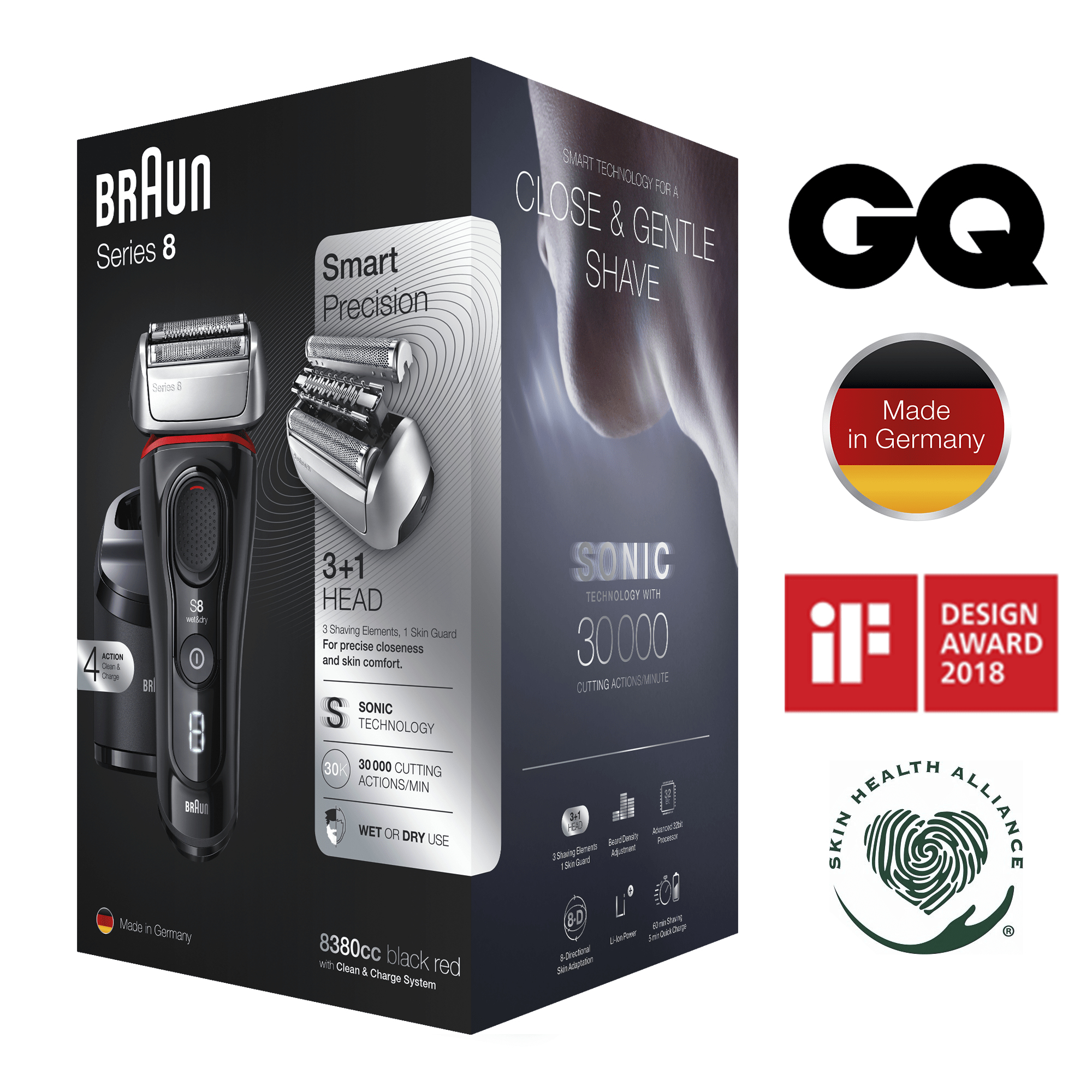 Braun Series 8 8380cc Next Generation Electric Shaver, Clean&Charge Station, Fabric Case, Black – image 8