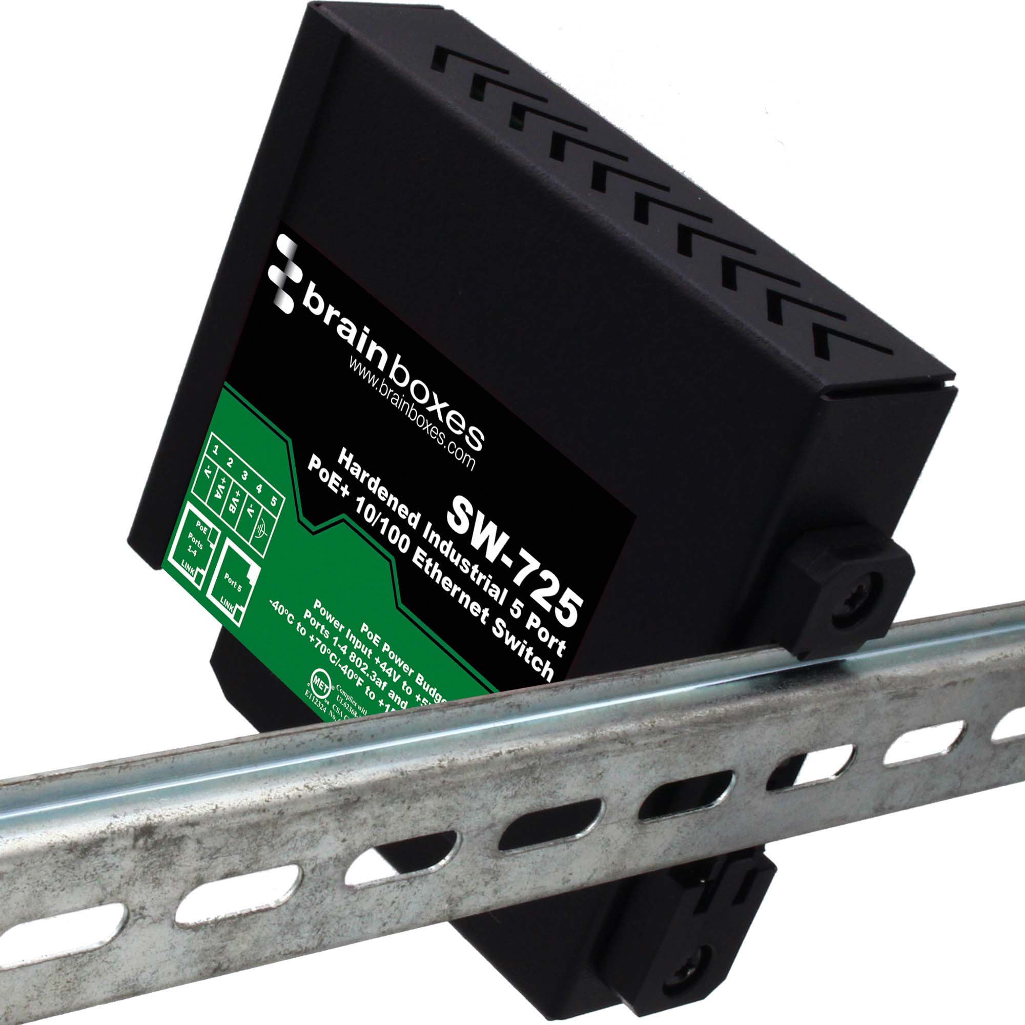 Brainboxes Hardened Industrial 5 Port PoE+ 10/100 Ethernet Switch – image 4