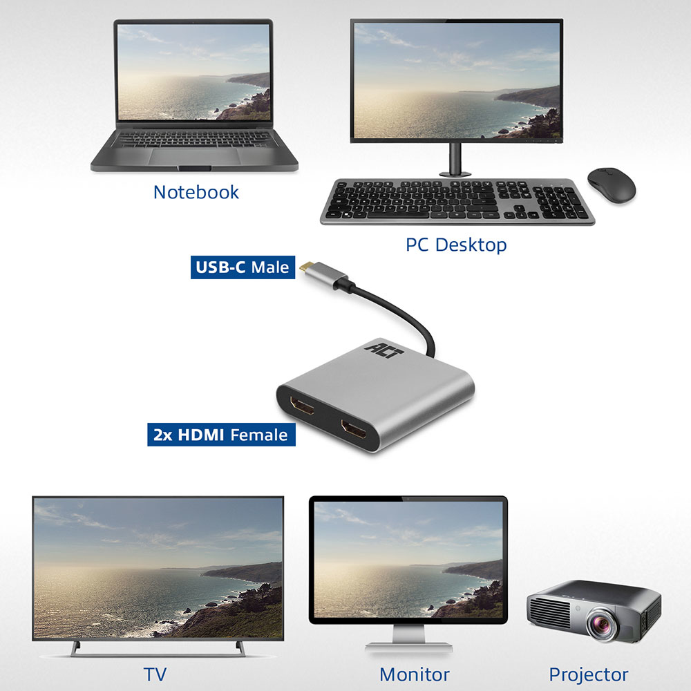 ACT USB-C to HDMI adapter for 2 monitors, MST – image 6