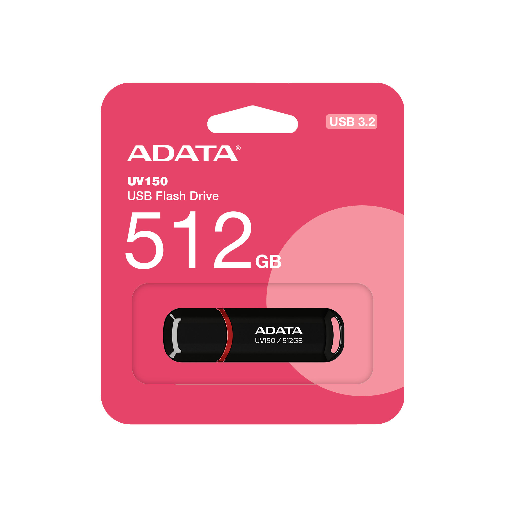 Memoria USB ADATA UV150 - 512GB - USB 3.0 - Negro - AUV150-512G-RBK