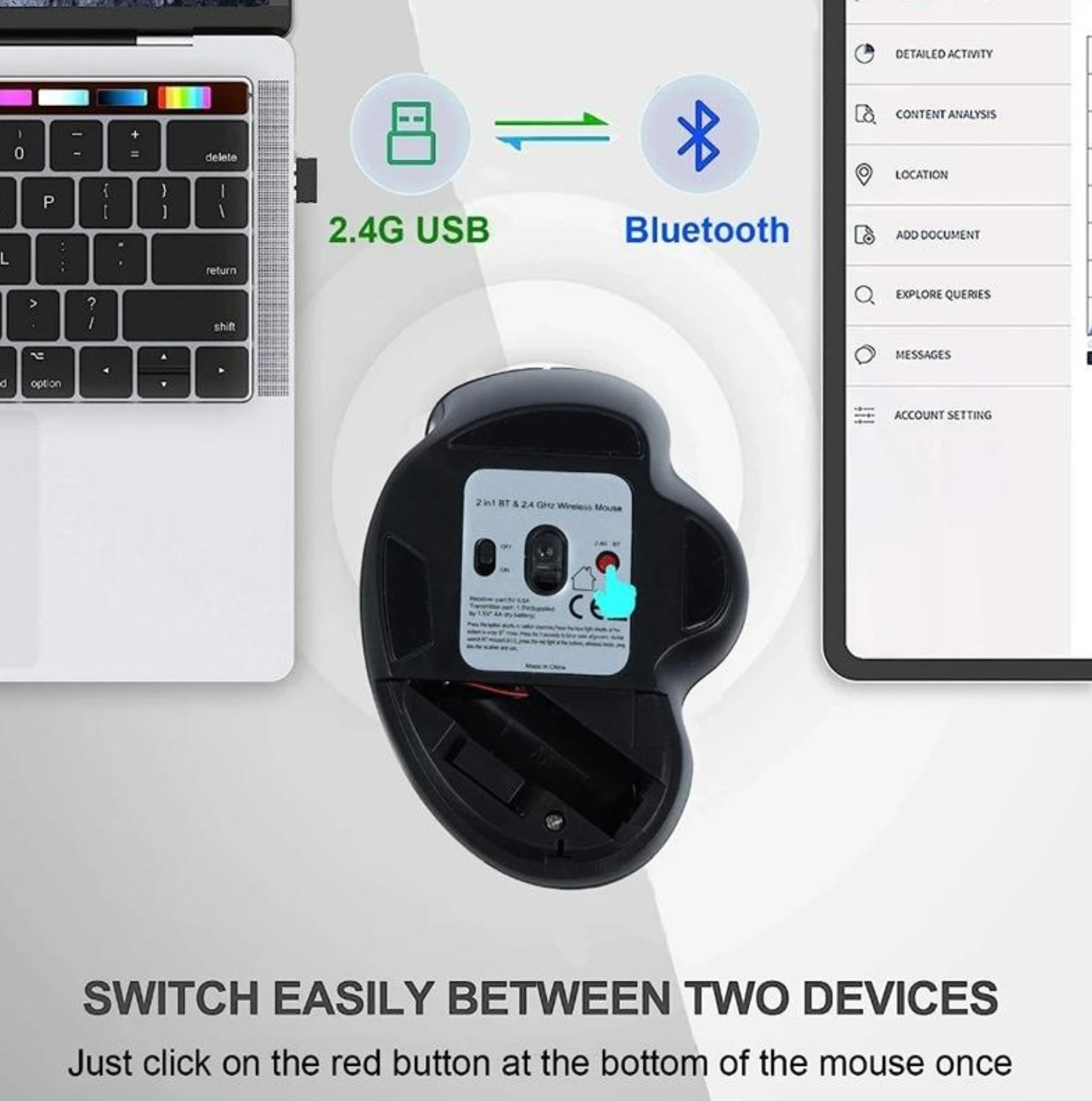Equip 6-Button Dual Mode Wireless mouse, Rechargeable – image 6