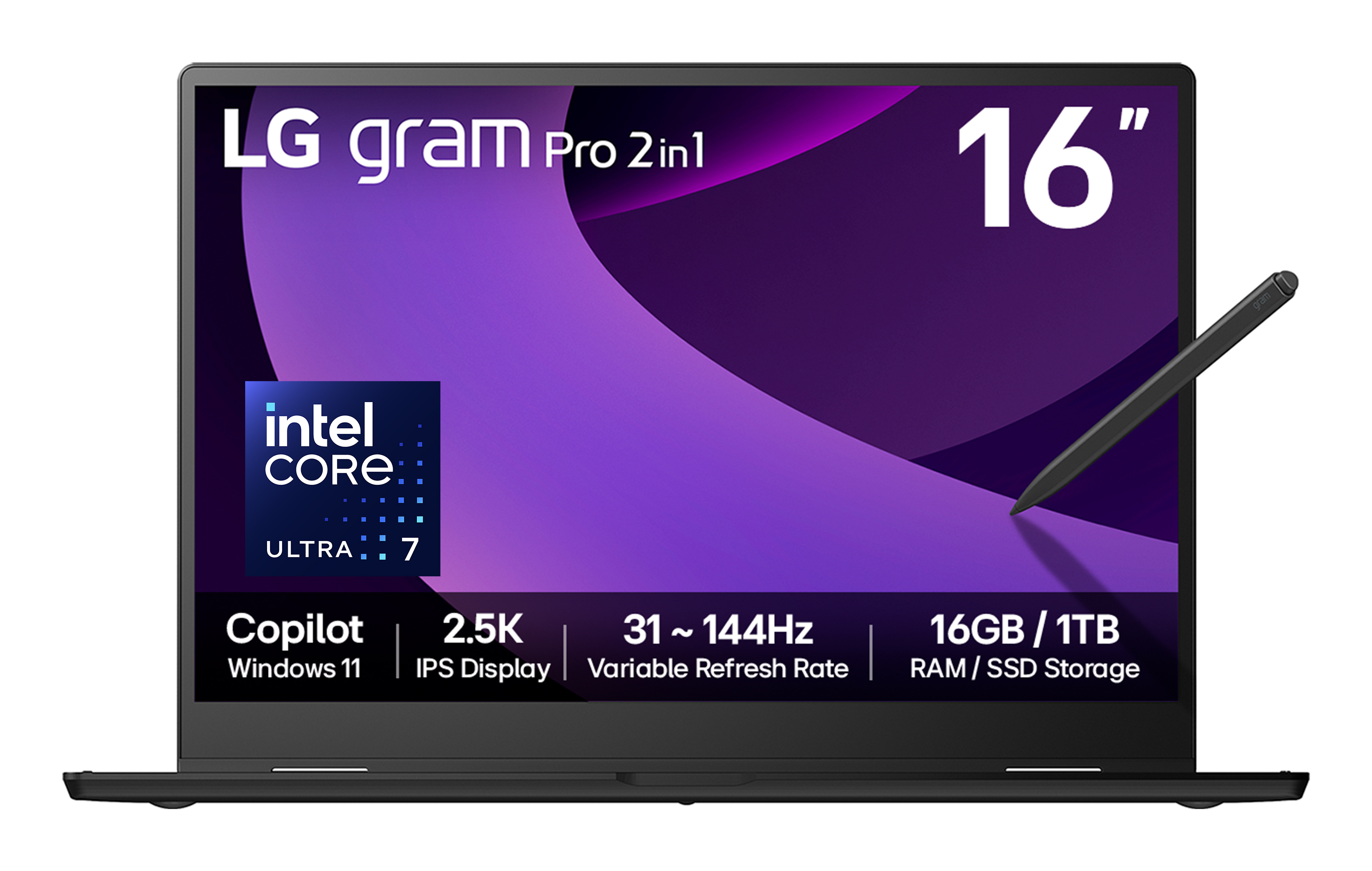 LG Gram Pro 16T90TP-G Intel Core Ultra 7 255H Ibrido (2 in 1) 40,6 cm (16") Touch screen WQXGA 16 GB LPDDR5x-SDRAM 1 TB SSD Wi-