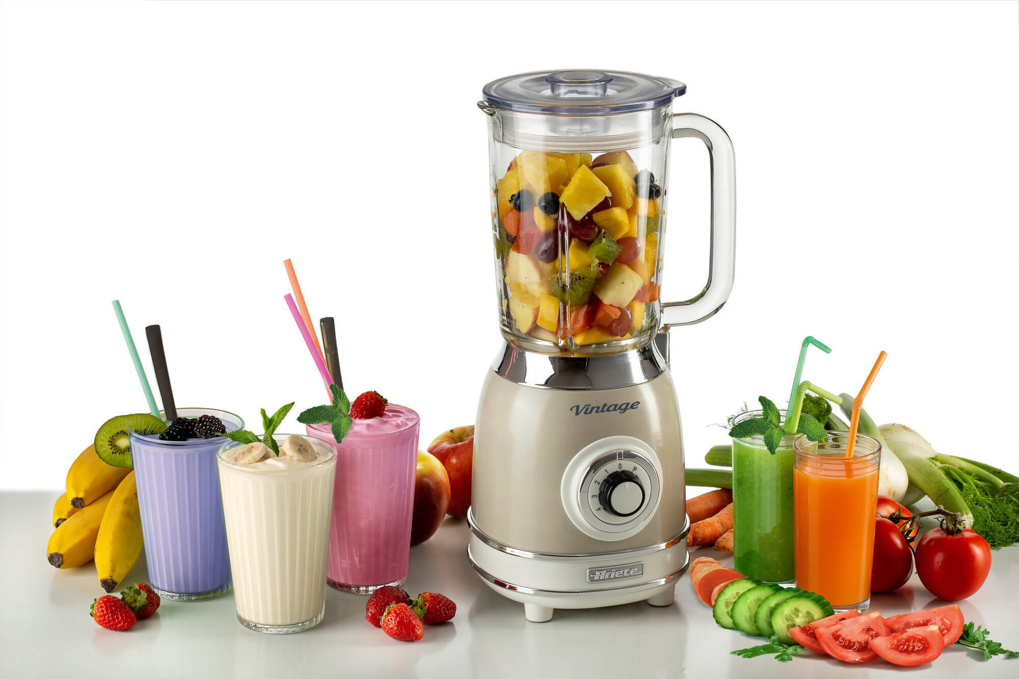 Ariete 583, Vintage Blender with 1.5 Liter glass cup, 4 Stainless Steel Blades, 4 Speeds + Pulse, 1000 Watt, Beige – image 5