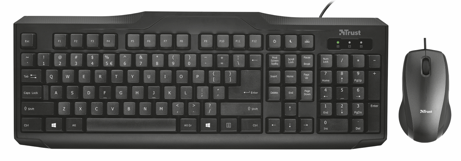 Trust 21398 keyboard Mouse included Universal USB QWERTY Spanish Black