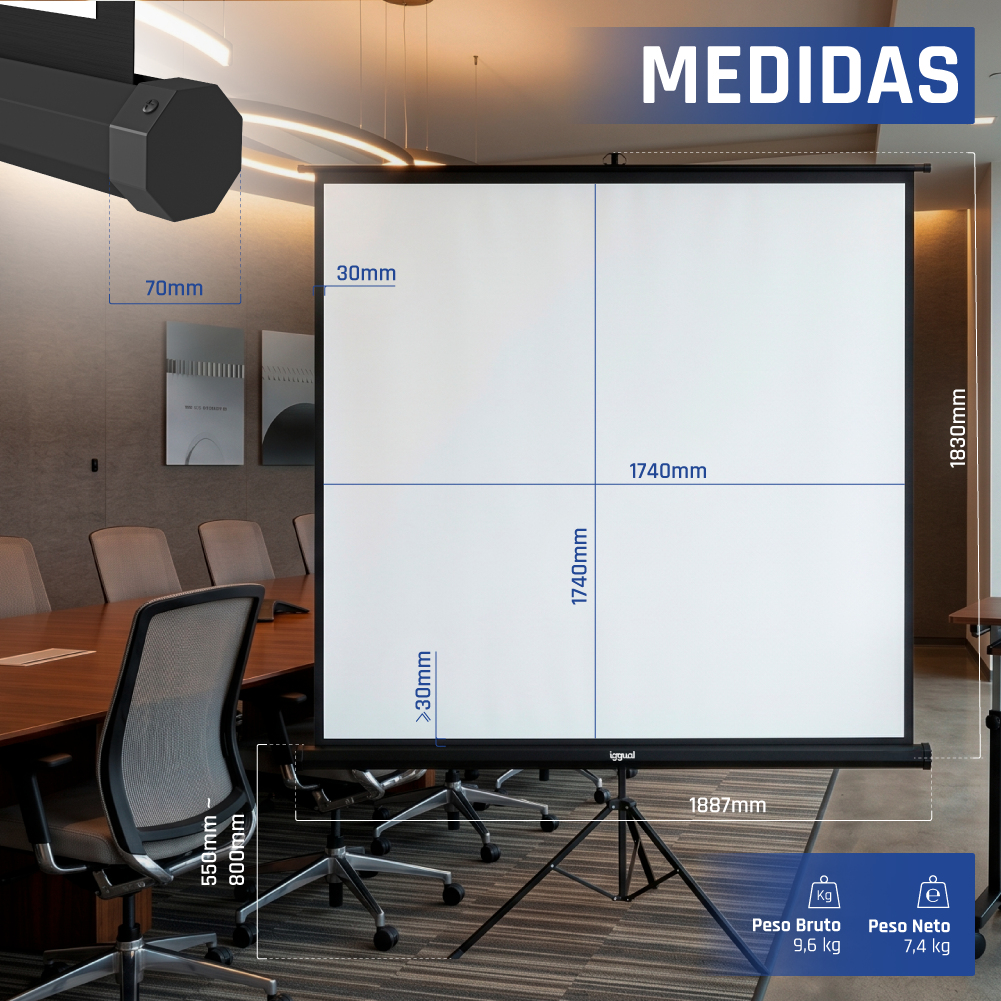 iggual PSITS180 projection screen 2.54 m (100") 1:1 – image 3