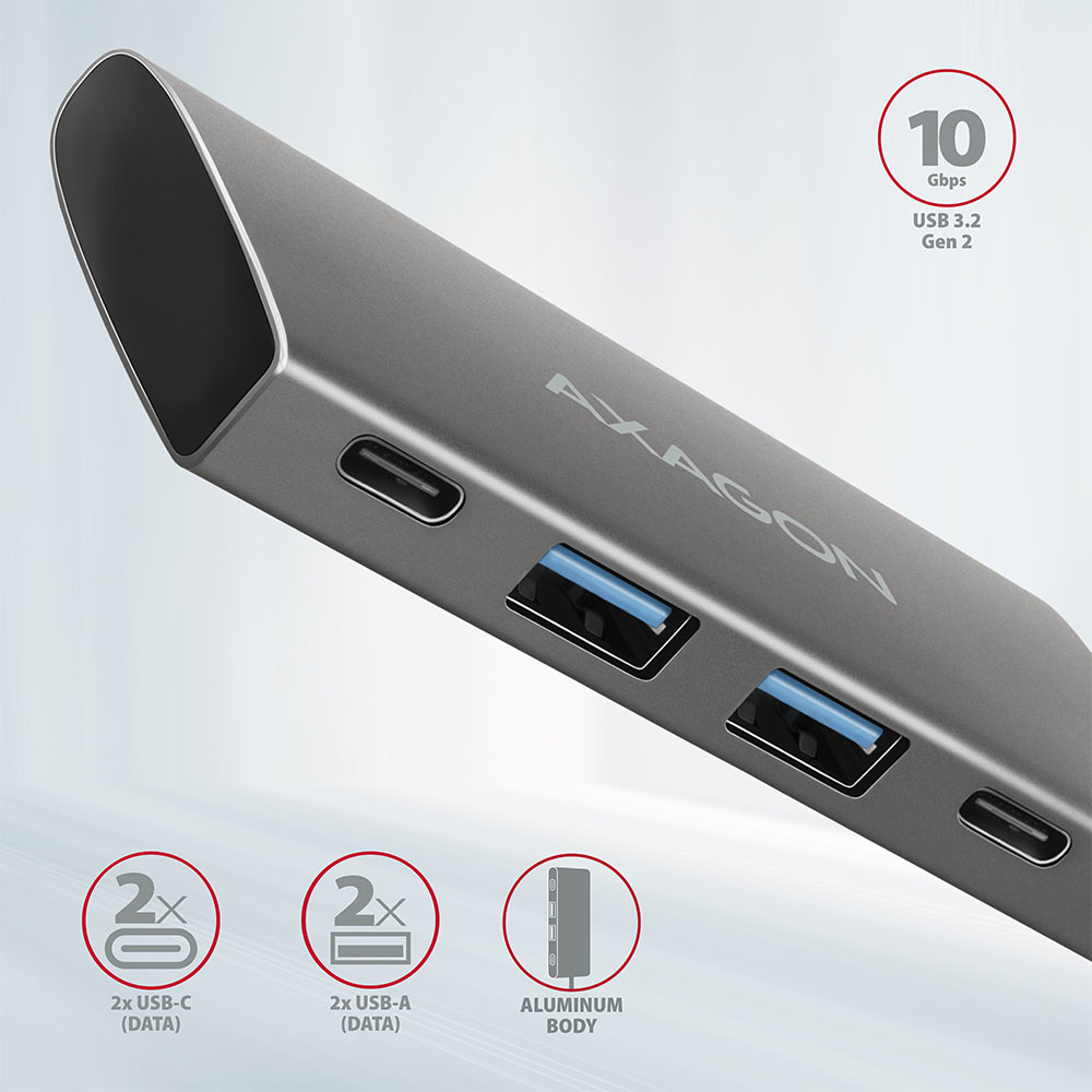 Axagon HMC-4G2 USB 3.2 Gen 2 10 Gbps hub, 2x USB-A, 2x USB-C – image 4