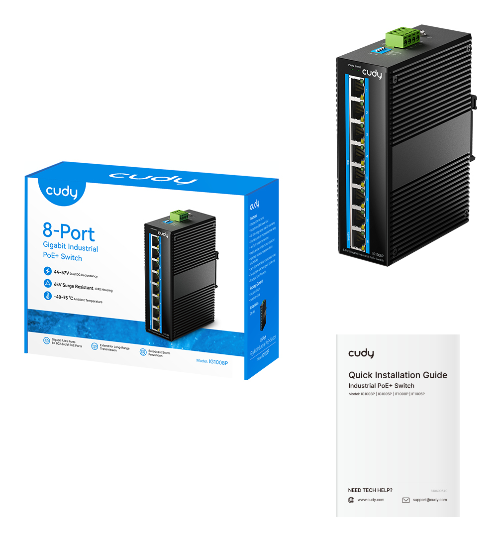 Cudy IG1008P network switch Unmanaged Gigabit Ethernet (10/100/1000) Power over Ethernet (PoE) Black – image 3