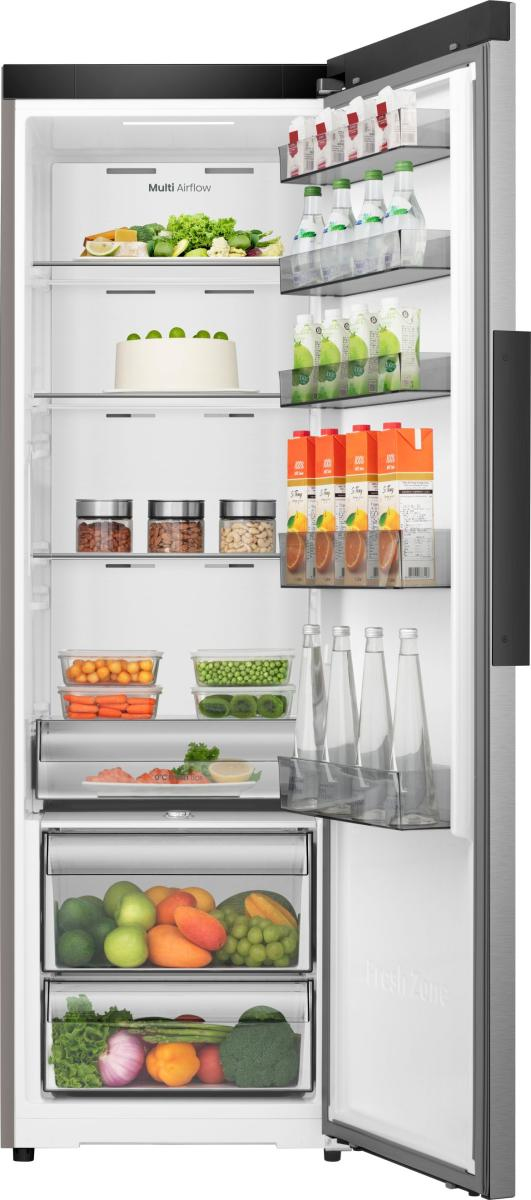 Hisense Elevate your kitchen with the sleek, energy efficient inox cooler. Featuring advanced MultiAirFlow, Fresh Zone, and Wi Fi connectivity, it keeps your fo – image 4