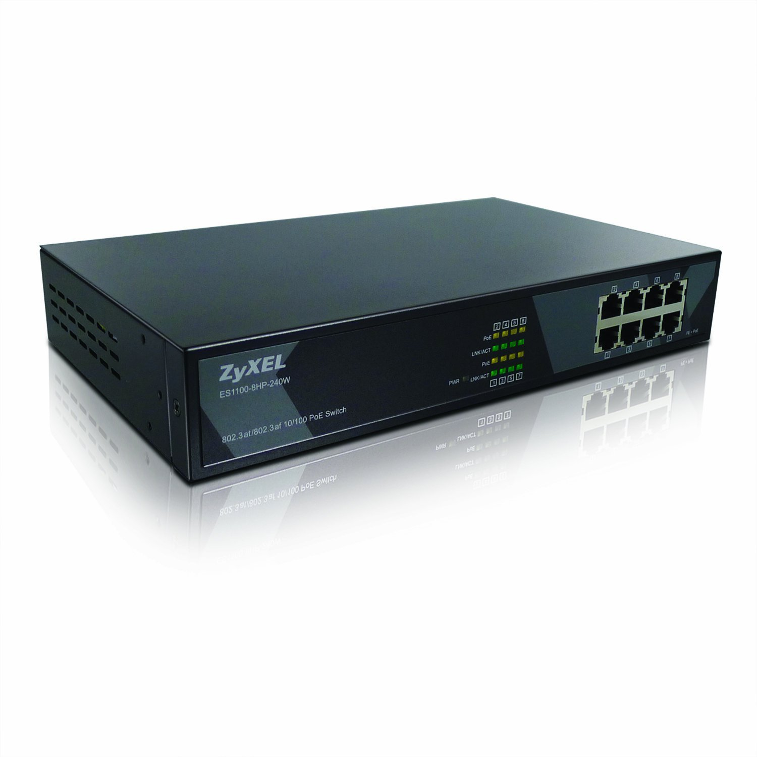 Zyxel S100-8HP-240W network switch Unmanaged Fast Ethernet (10/100) Power over Ethernet (PoE) Black – image 2