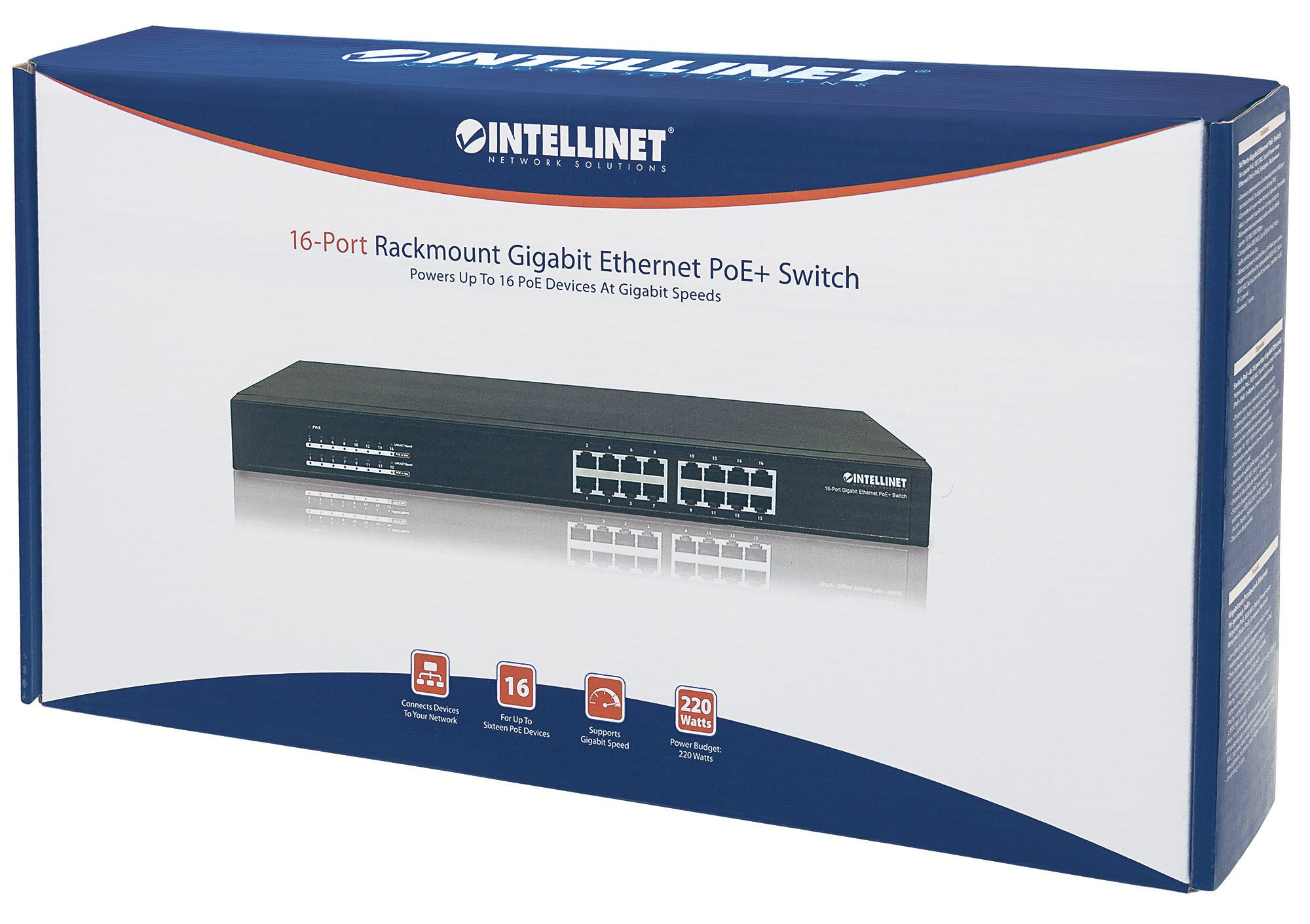 Intellinet 16-Port Gigabit Ethernet PoE+ Switch, 16 x PoE ports, IEEE 802.3at/af Power-over-Ethernet (PoE+/PoE), Endspan, Rackmount (UK Power Cord) – image 5