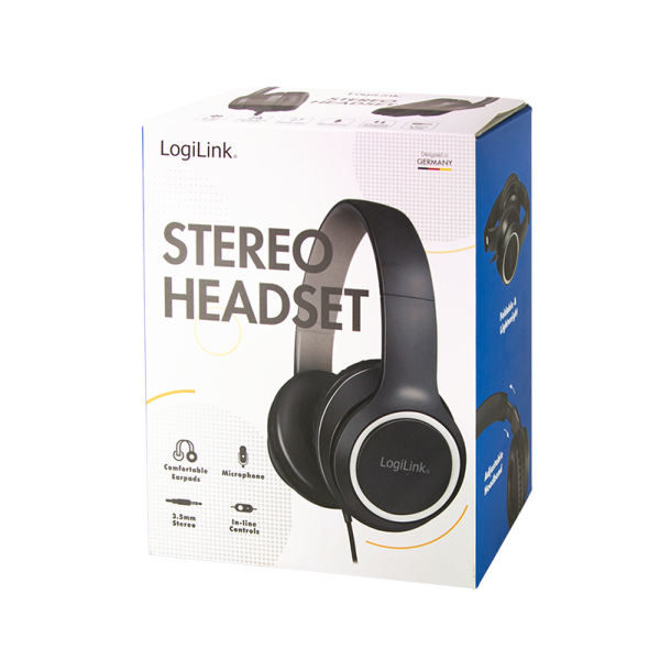 LogiLink HS0053 headphones/headset Wired Head-band Calls/Music Black, Silver – image 9