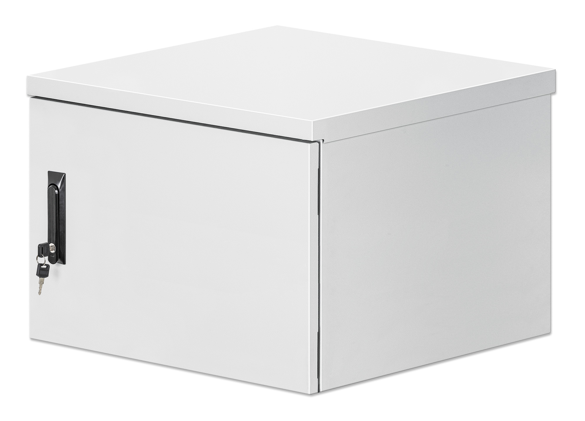 Intellinet Industrial IP55 19" Wall Mount Cabinet with Integrated Fans, 9U 600 mm (17.7 in.) Depth, Roof-mounted Two-fan Ventilation Unit, Dust- and Water-proof Enclosure, Assembled, Light Gray RAL7035