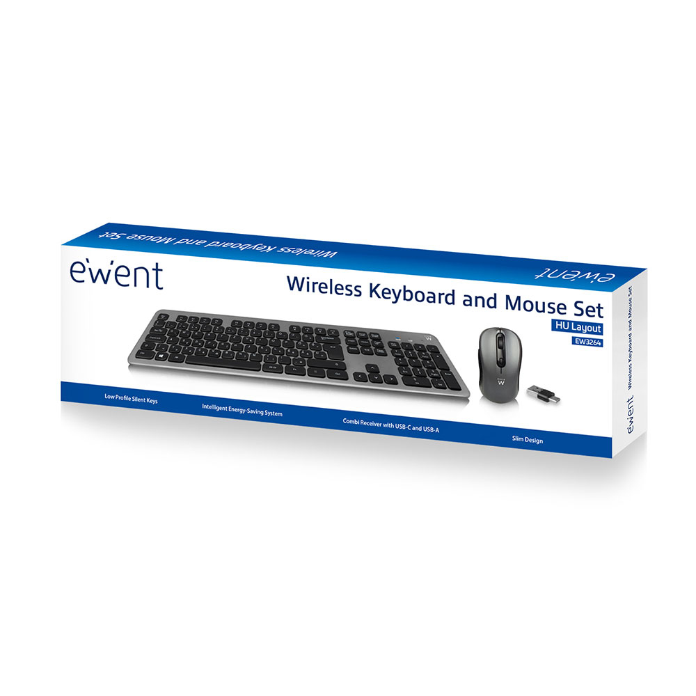 Ewent EW3264 keyboard Mouse included Universal RF Wireless QWERTZ Hungarian Black, Grey – image 5