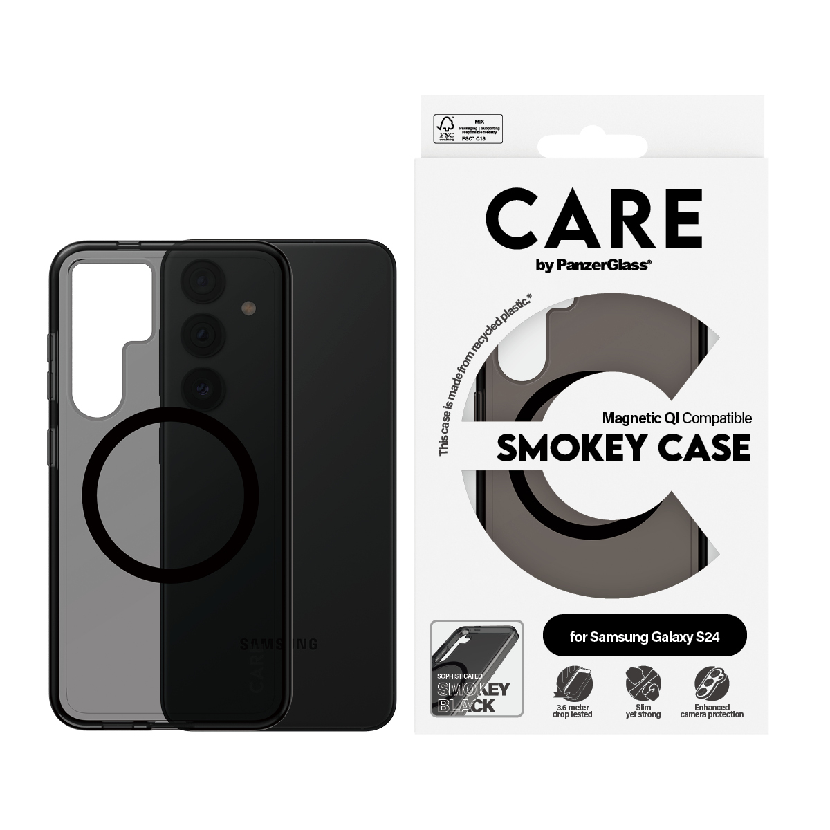 PanzerGlass CARE™ by PanzerGlass® Smokey Case w. Black Qi Compatible Samsung Galaxy S24 – image 2