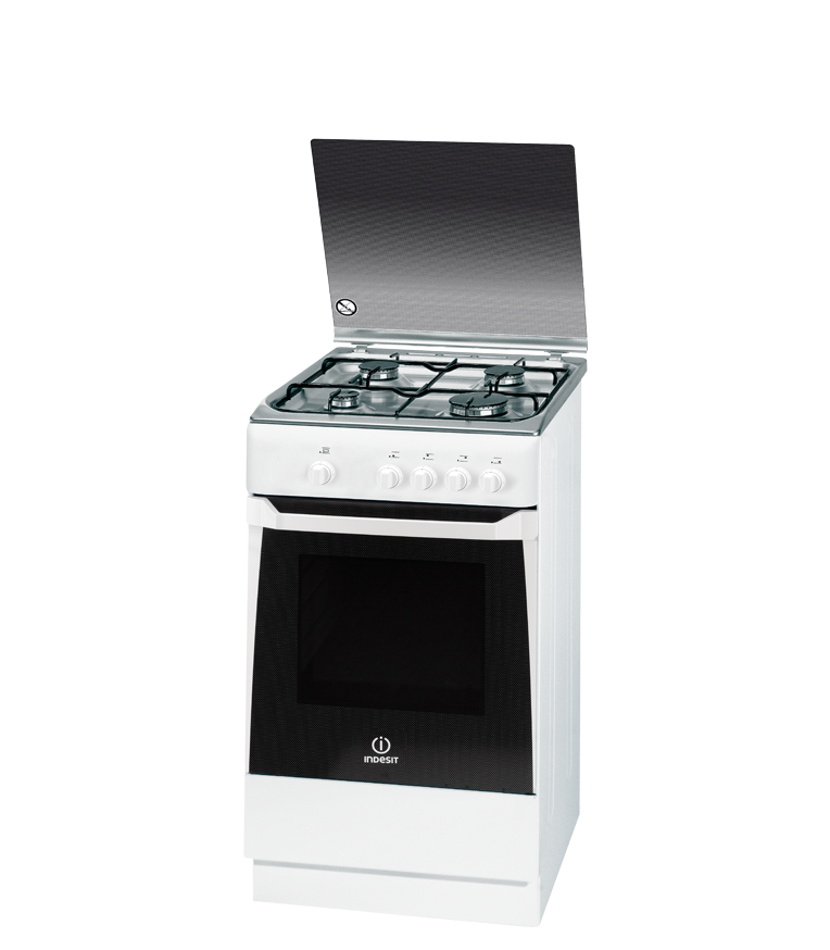 Indesit KN1G2S(XW)/E cooker Freestanding cooker Gas Stainless steel, White