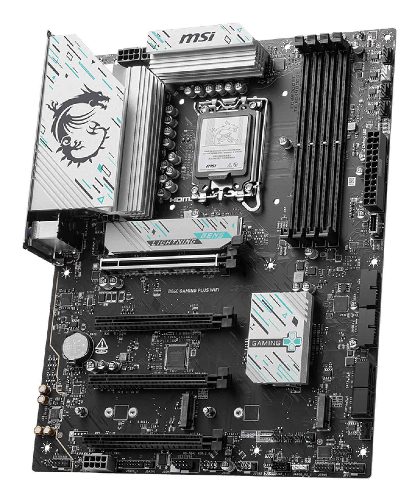 Tarjeta Madre MSI B860 GAMING PLUS WIFI - LGA1851 - 4xDDR5 - 4800/6400/8800(OC)MHz - HDMI - DisplayPort - USB - ATX - B860 GAMING PLUS WIFI