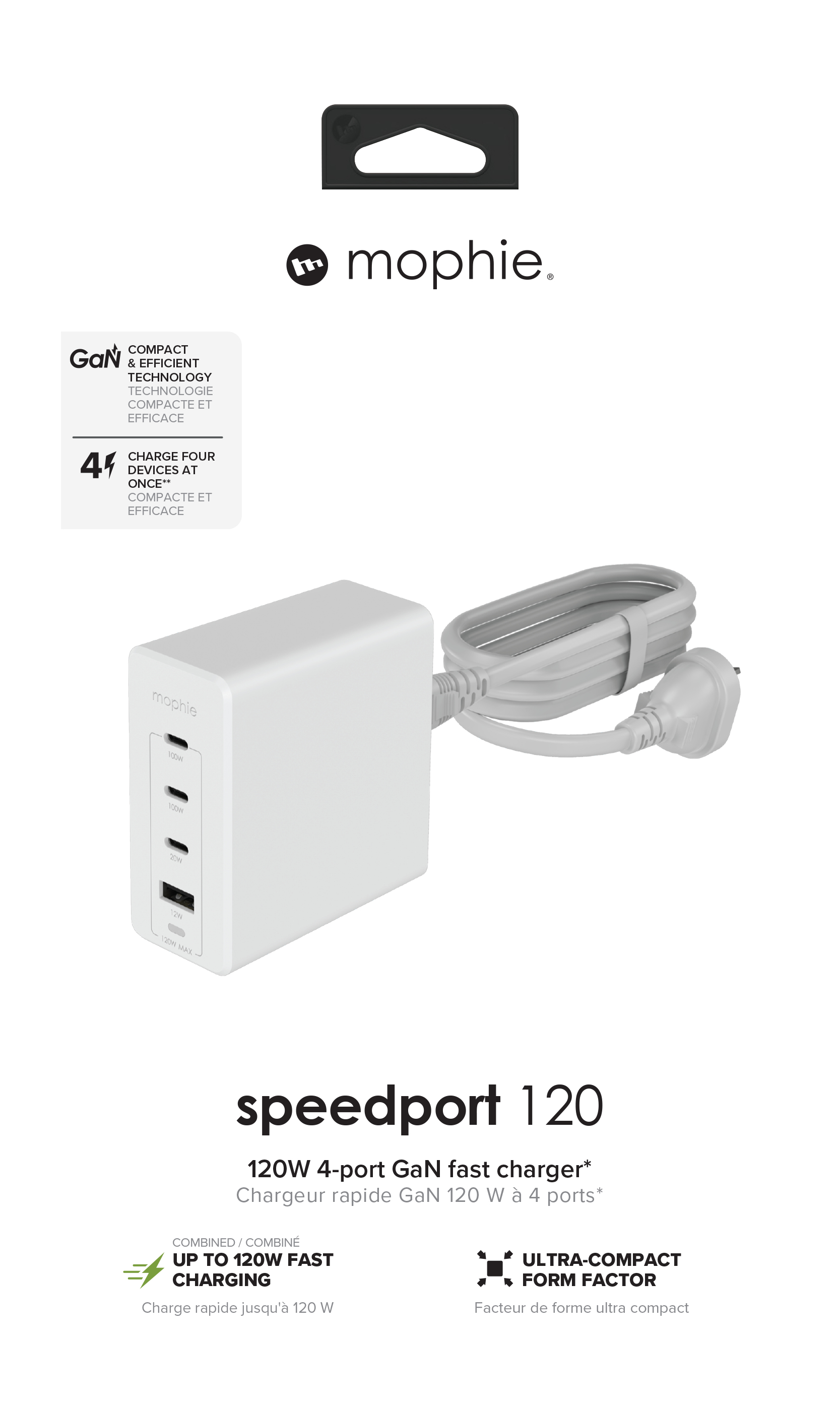 mophie Accessories-Wall Adapter-USB-C-PD-HUB-120W-GAN-White-AU(3xUSBC + 1xUSBA) – image 3