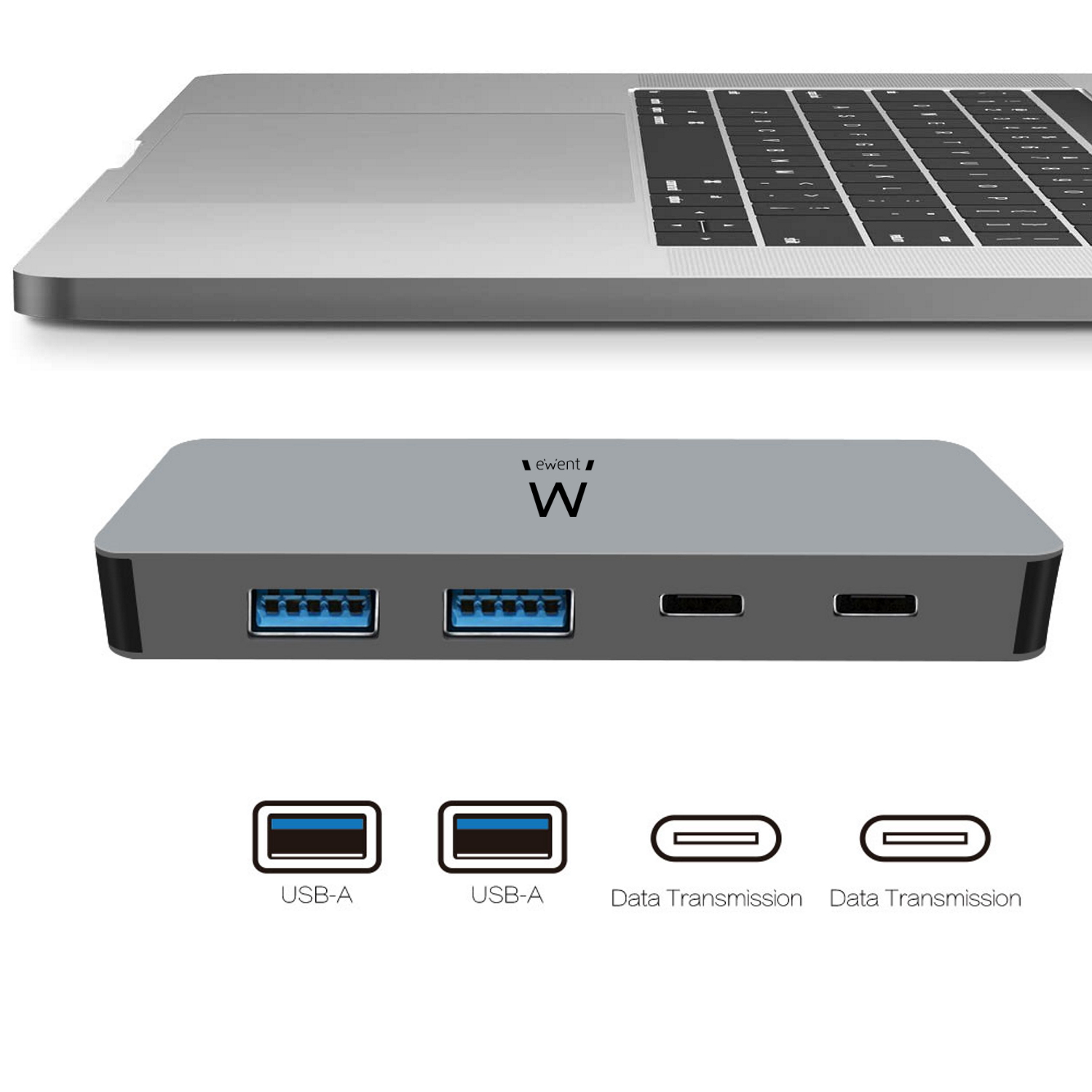 Ewent EW1142 interface hub USB 3.2 Gen 1 (3.1 Gen 1) Micro-B 5000 Mbit/s Silver – image 4
