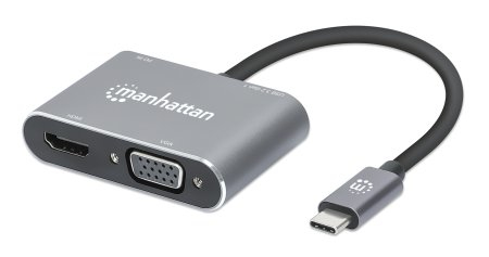 Manhattan USB-C Dock/Hub, Ports (x4): HDMI, USB-A, USB-C and VGA, with Power Delivery (PD) – image 1
