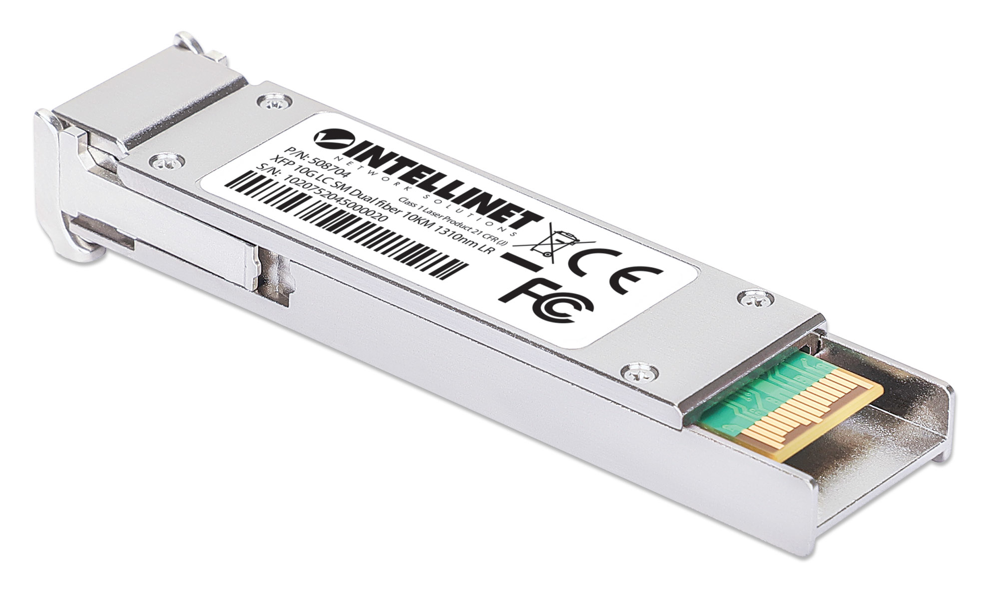 Intellinet 10 Gigabit Fiber XFP Optical Transceiver Module 10GBase-LR (LC) Single-Mode Port, 10 km (6.2 mi.), MSA-compliant for Maximum Compatibility, Silver – image 2