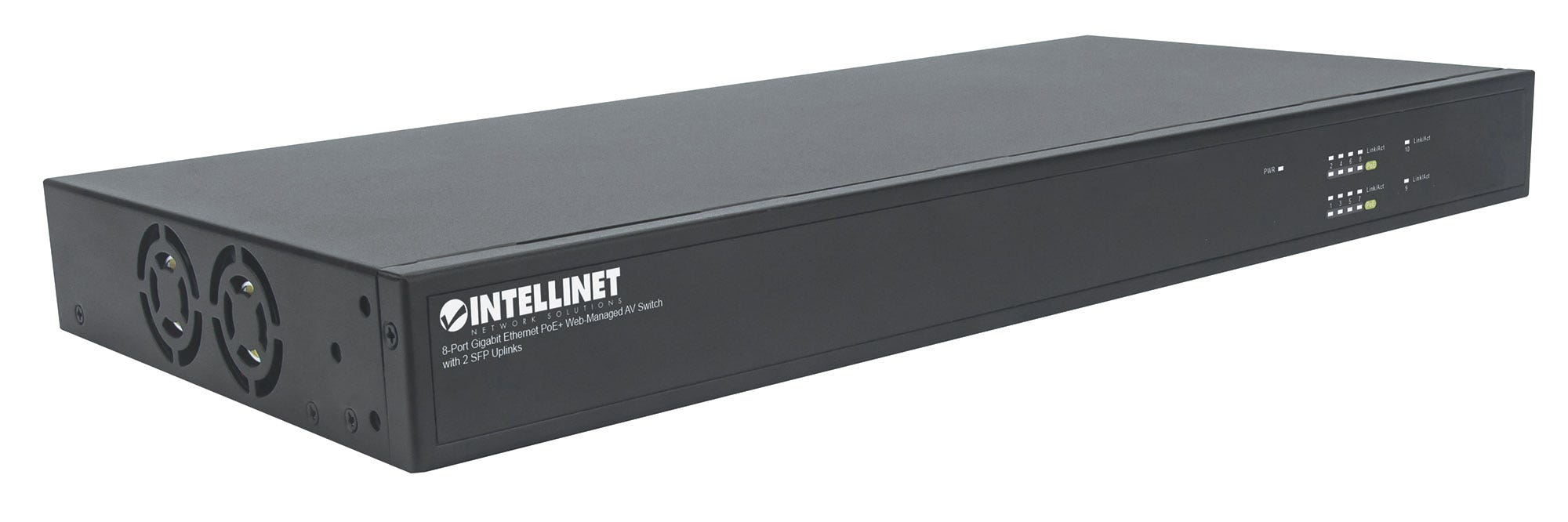 Intellinet 8-Port Gigabit Ethernet PoE+ Web-Managed AV Switch with 2 SFP Uplinks, Eight Rear-Facing PoE+ ports, IEEE 802.3at Power over Ethernet (PoE+), Layer2+ – image 3