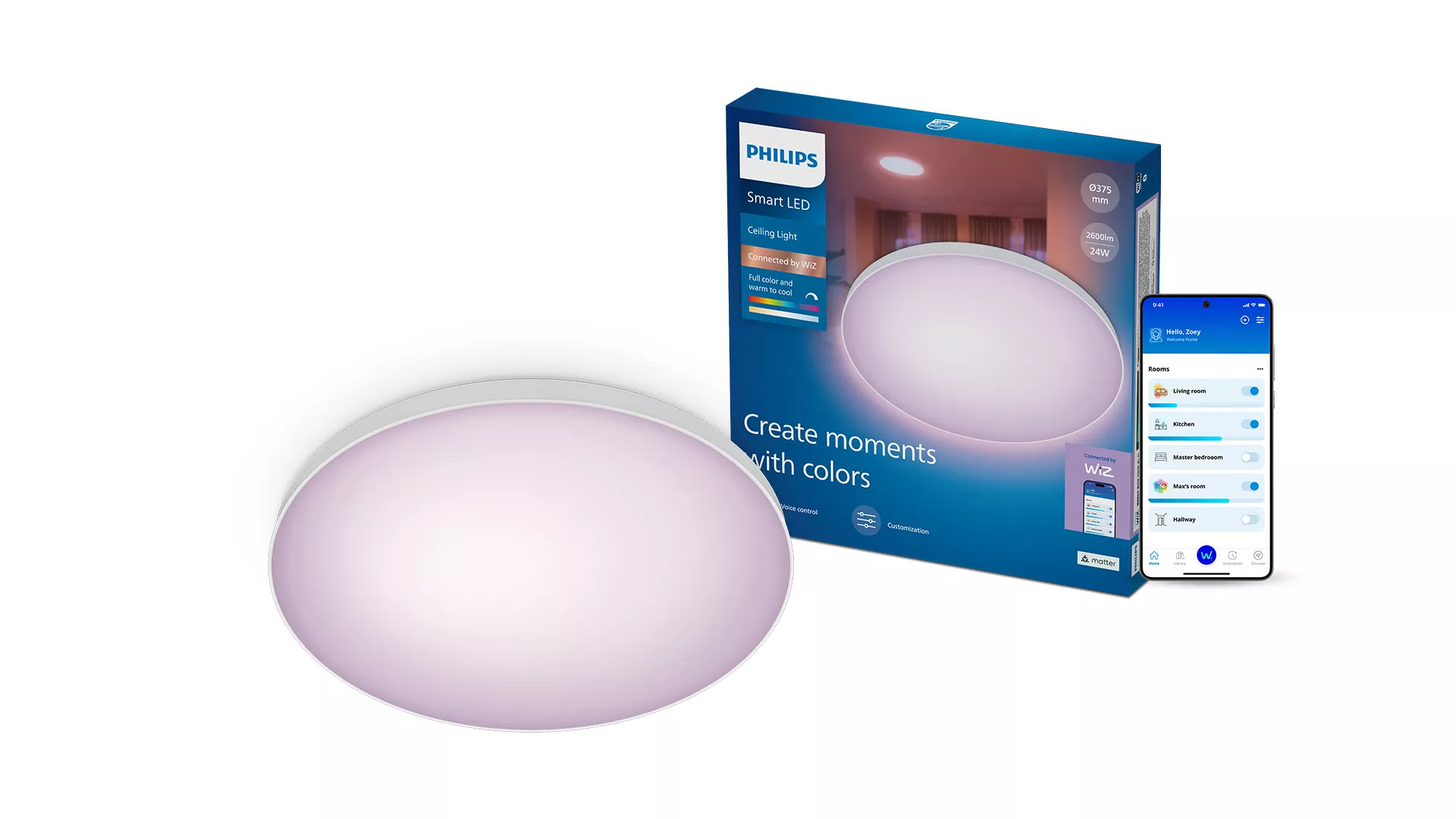 Philips by Signify Philips Ceiling Light, 2,600 lm, Coloured and Tunable White Light, Round – image 2