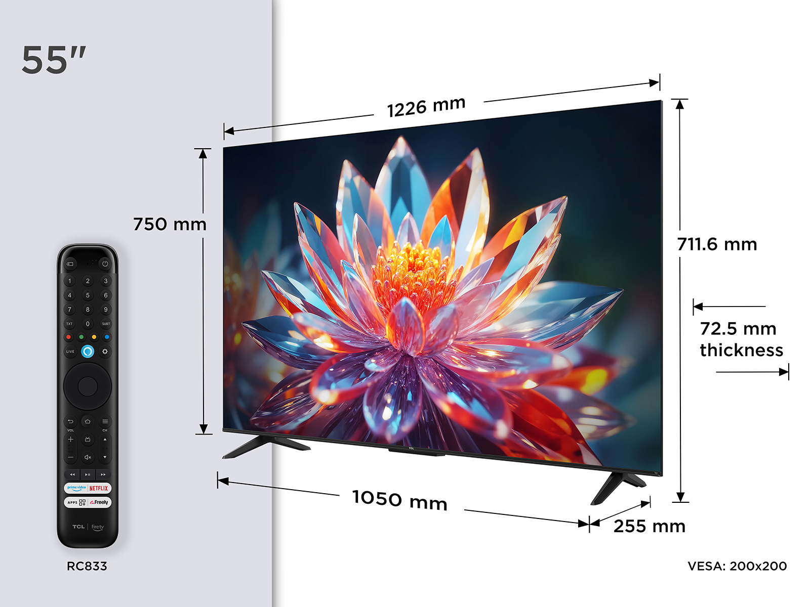 TCL T6C -UK 55 inch QLED 4K HDR 10+ Dolby Vision & Atmos Smart Fire TV – image 2