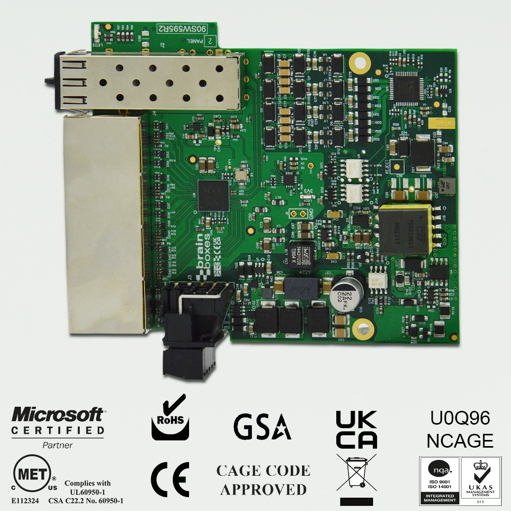 Brainboxes Embedded Industrial SFP 4xPort PoE+ Gigabit Ethernet Switch – image 2