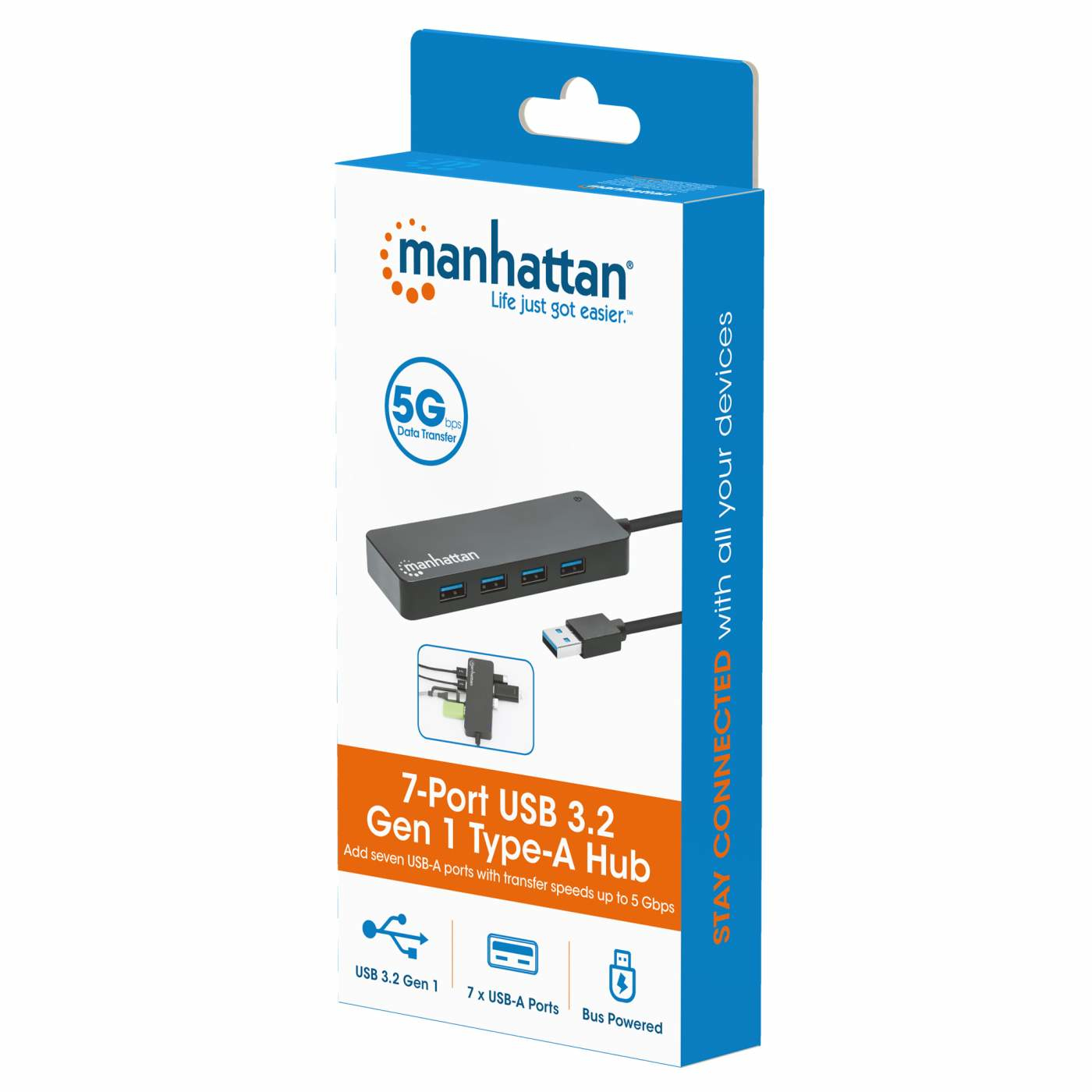 Manhattan USB-A Dock/Hub, Ports (x7): USB-A (x7), 5 Gbps (USB 3.2 Gen1 aka USB 3.0), External Power Supply Not Needed, Cable – image 8