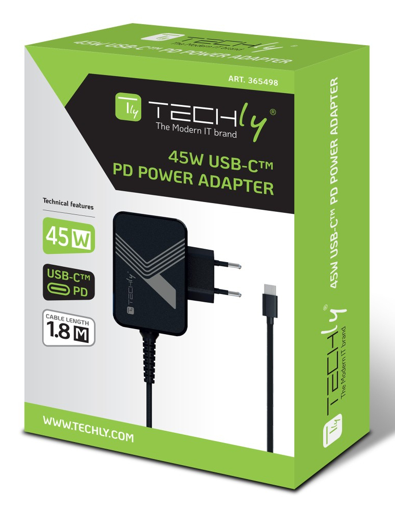 Techly IPW-PD45W-BKTY mobile device charger Laptop, Smartphone, Universal Black AC Fast charging Indoor – image 2