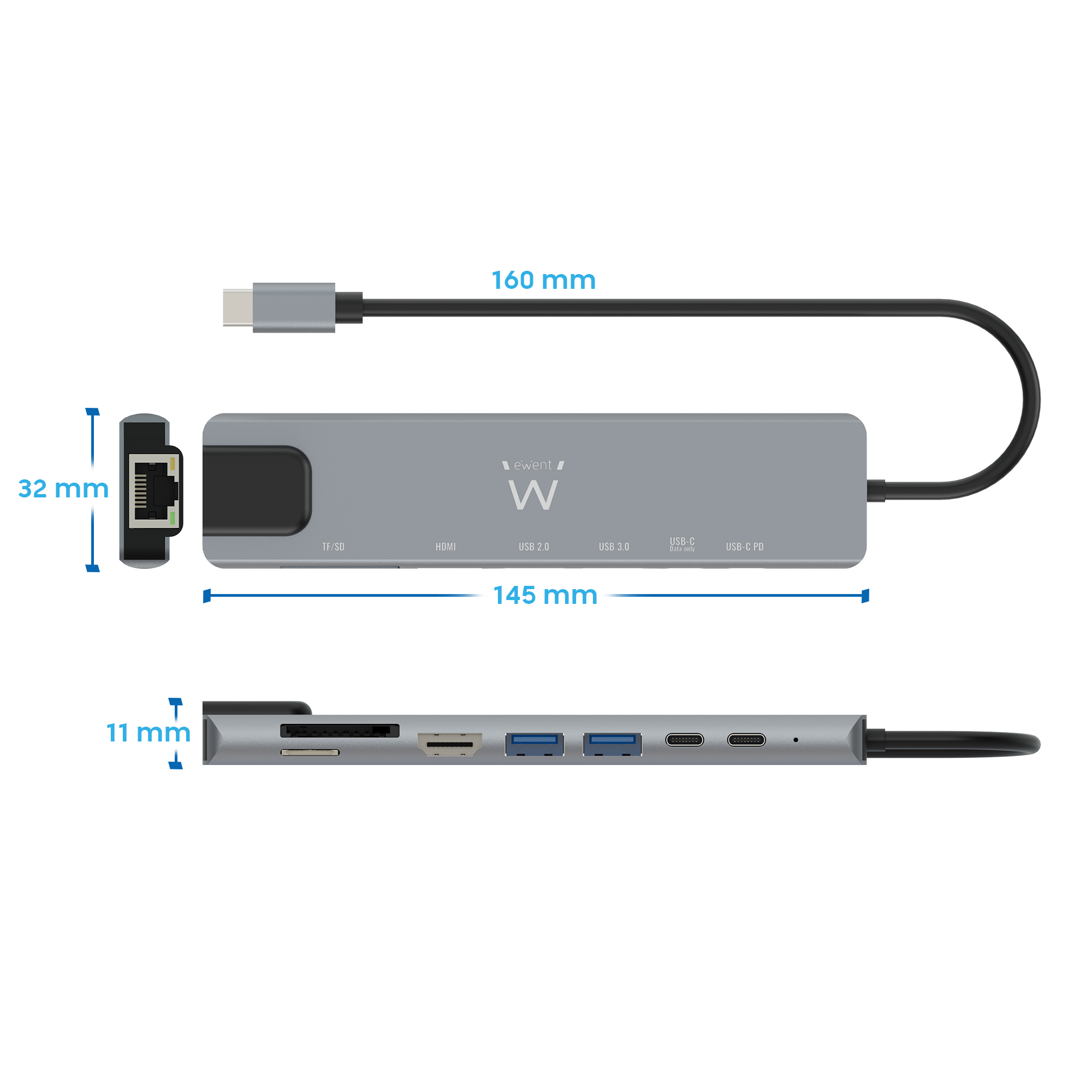 Ewent EW1146 laptop dock/port replicator Wired USB 3.2 Gen 1 (3.1 Gen 1) Type-C Grey – image 8