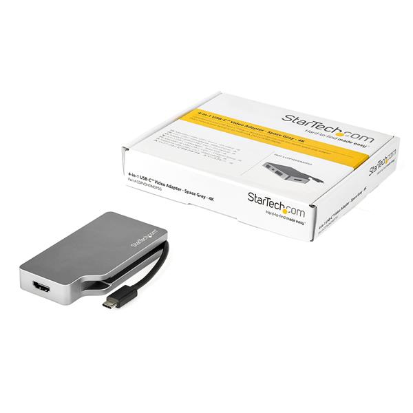 StarTech.com USB C Multiport Video Adapter with HDMI, VGA, Mini DisplayPort or DVI - USB Type C Monitor Adapter to HDMI 1.4 or mDP 1.2 (4K) - VGA or DVI (1080p) – image 5