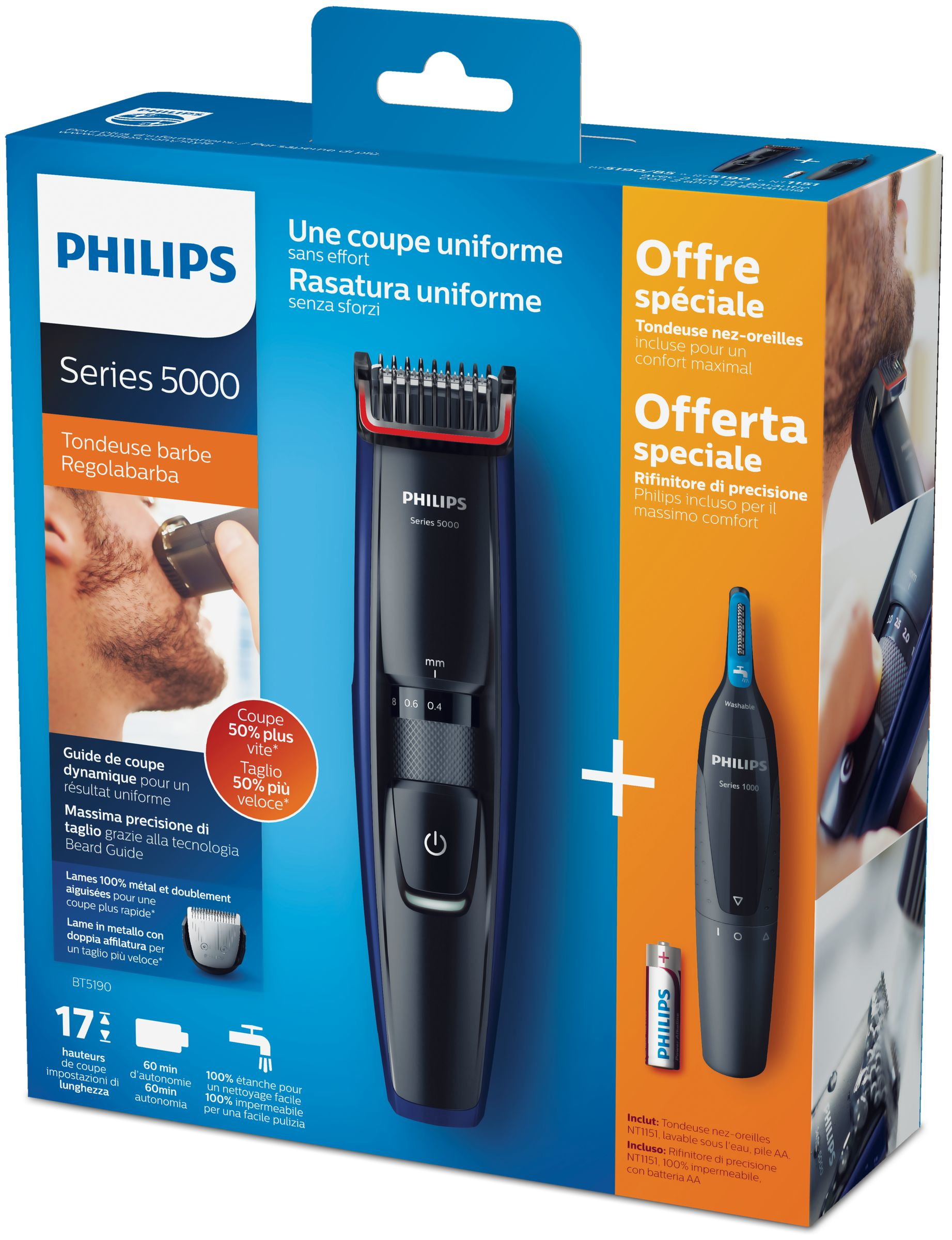 Philips BEARDTRIMMER Series 5000 BT5190/85 beard trimmer AC/Baterry 17 – image 2