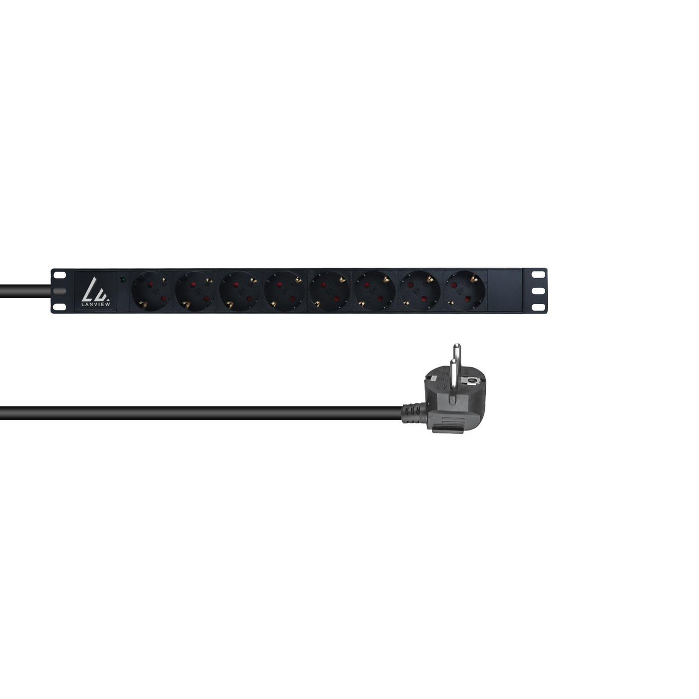 Lanview LVR-3MSCH-LIC-SCH8 power distribution unit (PDU) 8 AC outlet(s) 1U Black – image 1