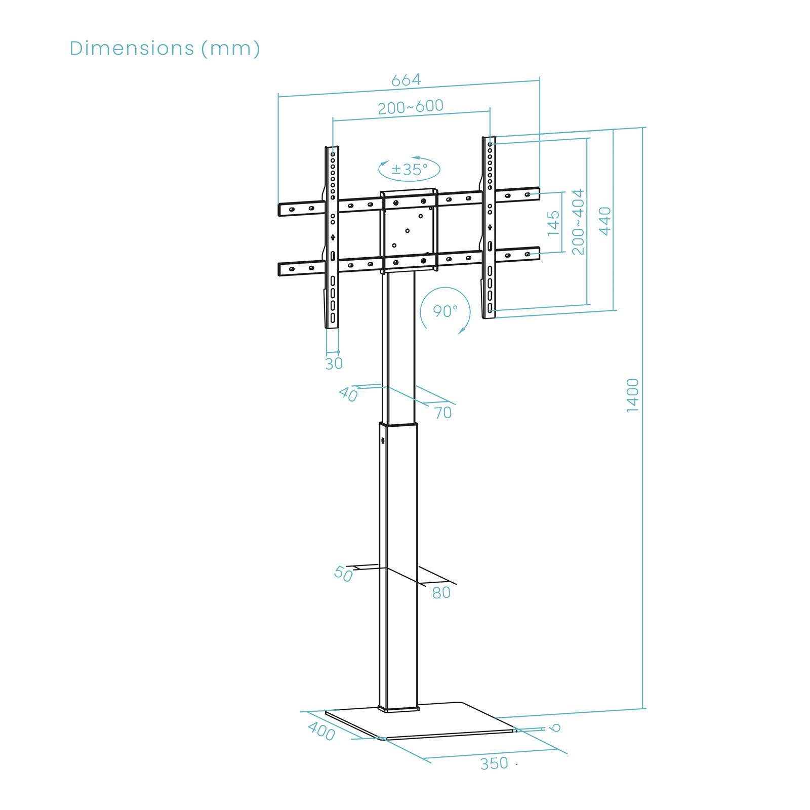 TooQ FS2286M-B TV mount/stand – image 7
