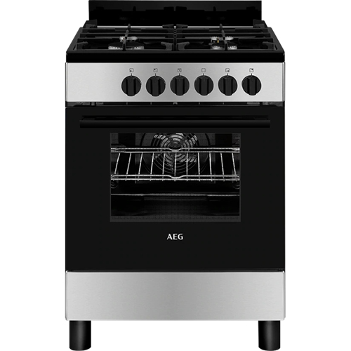 AEG CKB600A4BM cooker Freestanding cooker Electric Gas Black, Stainless steel