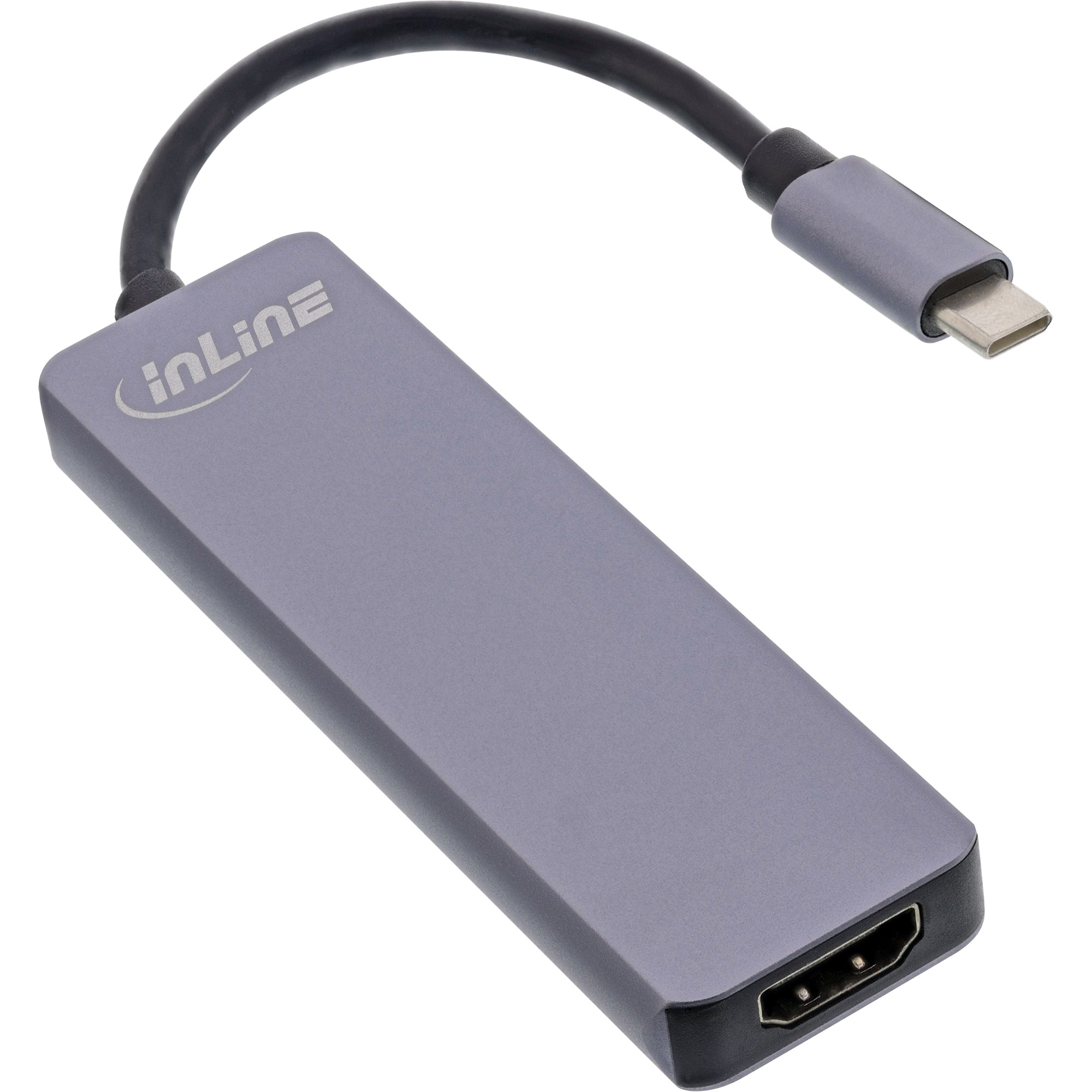 InLine Multi-hub USB 3.2 Gen.1, 2x USB-A, HDMI 4K/30Hz, card reader, alu, grey – image 2