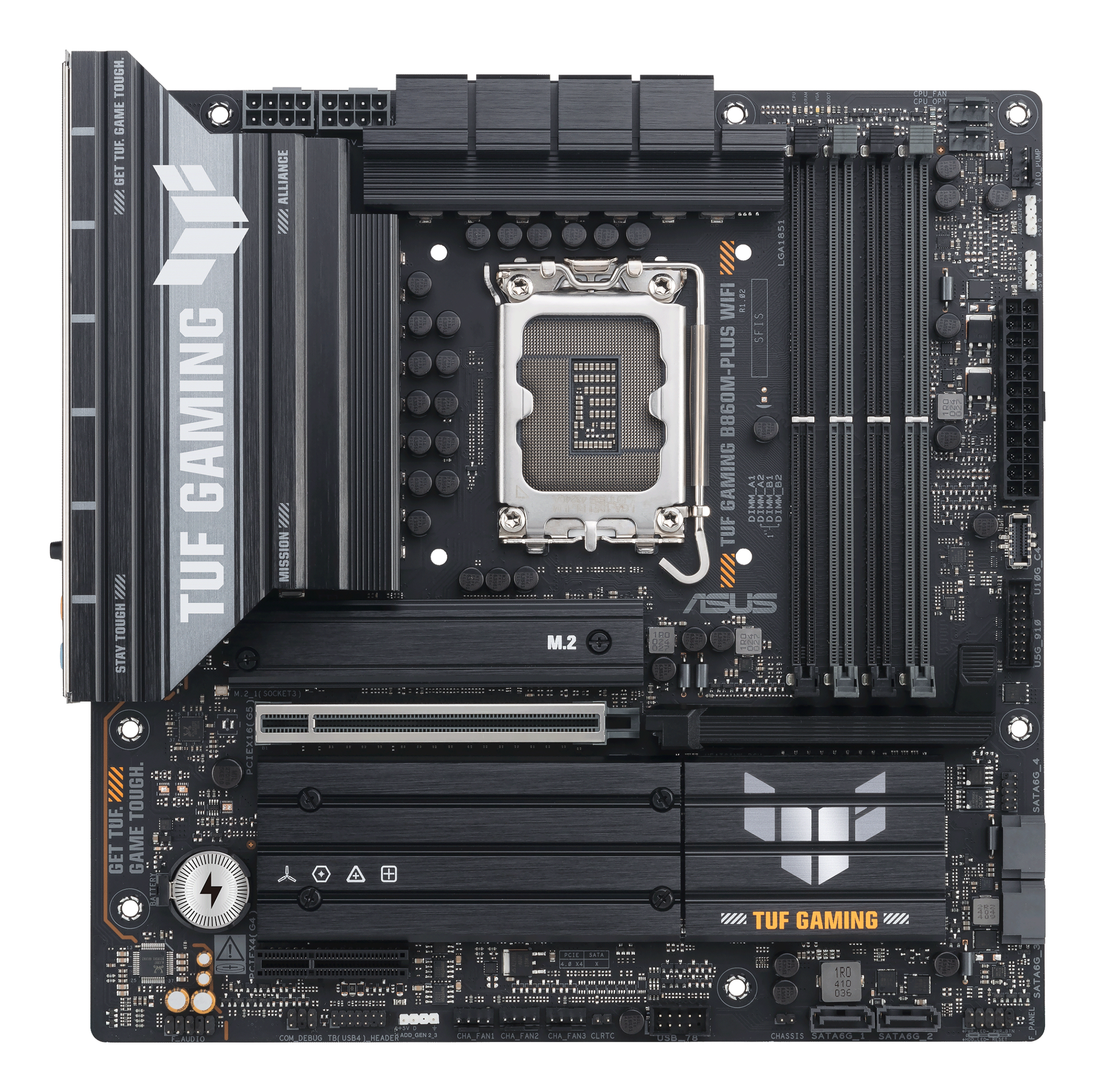 Tarjeta Madre ASUS TUF GAMING B860M-PLUS WIFI - Socket 1851 - 4xDDR5 - 8000+(OC)MHz - HDMI - DisplayPort - Micro ATX - TUF GAMING B860M-PLUS WIFI