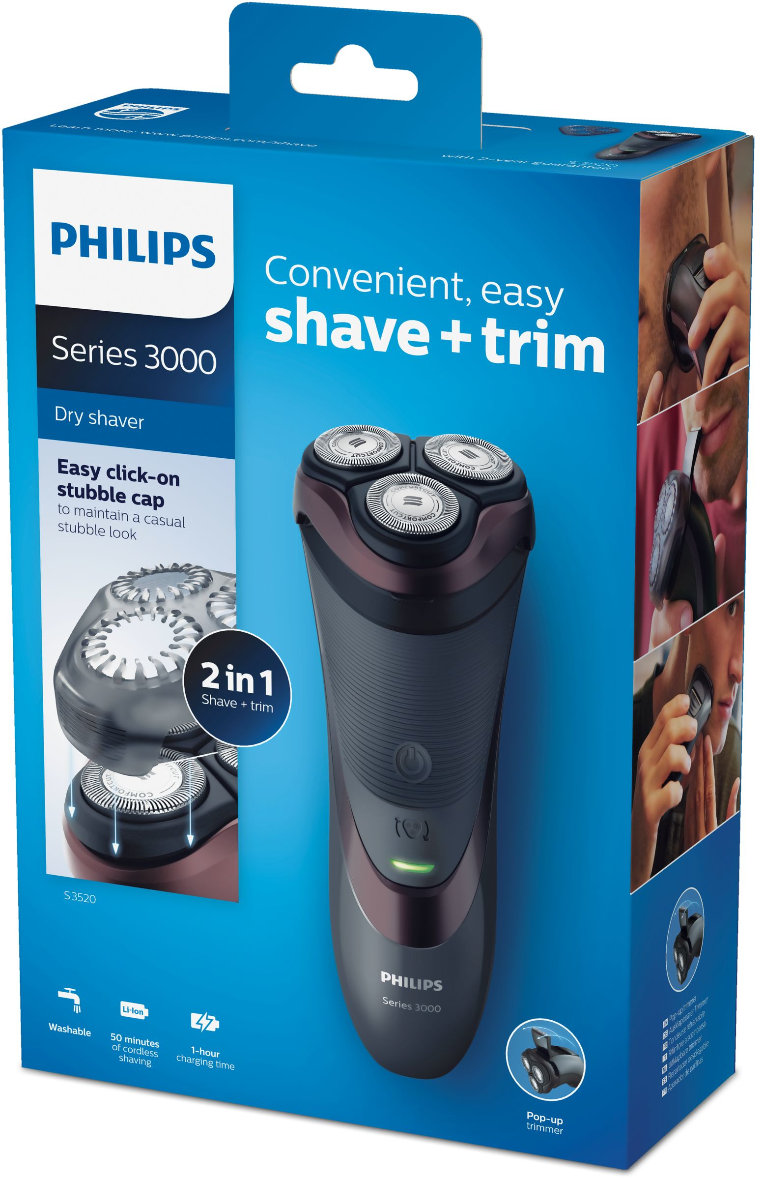 Philips SHAVER Series 3000 S3520/42 men's shaver Rotation shaver Trimmer Black – image 2