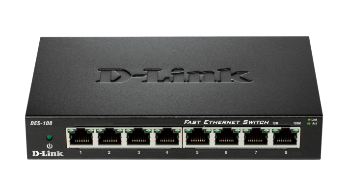 D-Link DES-108 network switch Unmanaged L2 Gigabit Ethernet (10/100/1000) Desktop Black