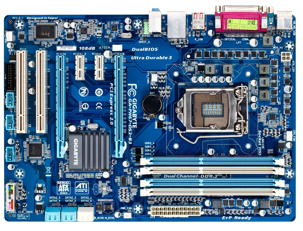 GIGABYTE GA-PH67-DS3-B3 motherboard Intel® H67 LGA 1155 (Socket H2) ATX
