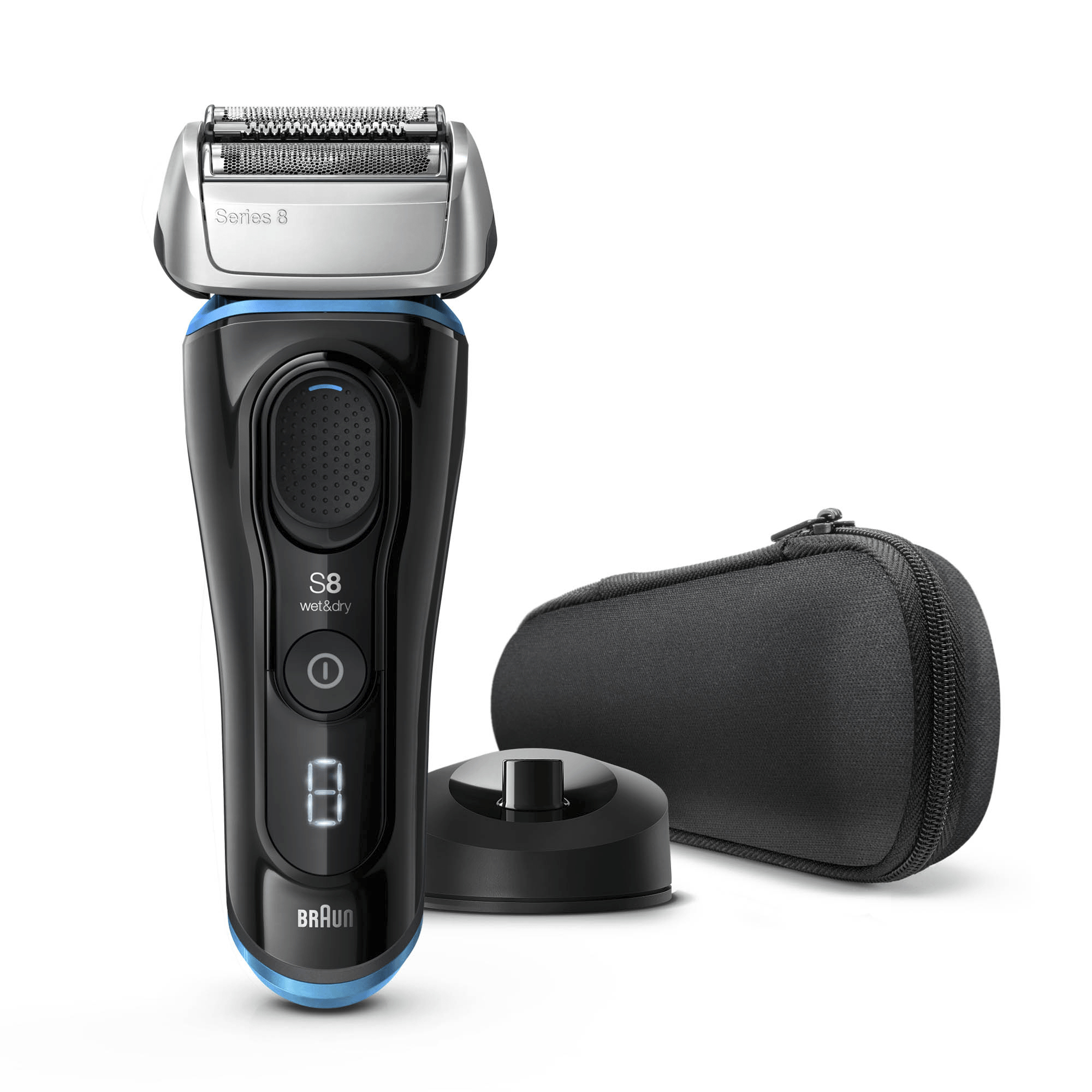 Braun Series 8 8345s Next Generation Electric Shaver, Charging Stand, Fabric Case, Noir – image 1