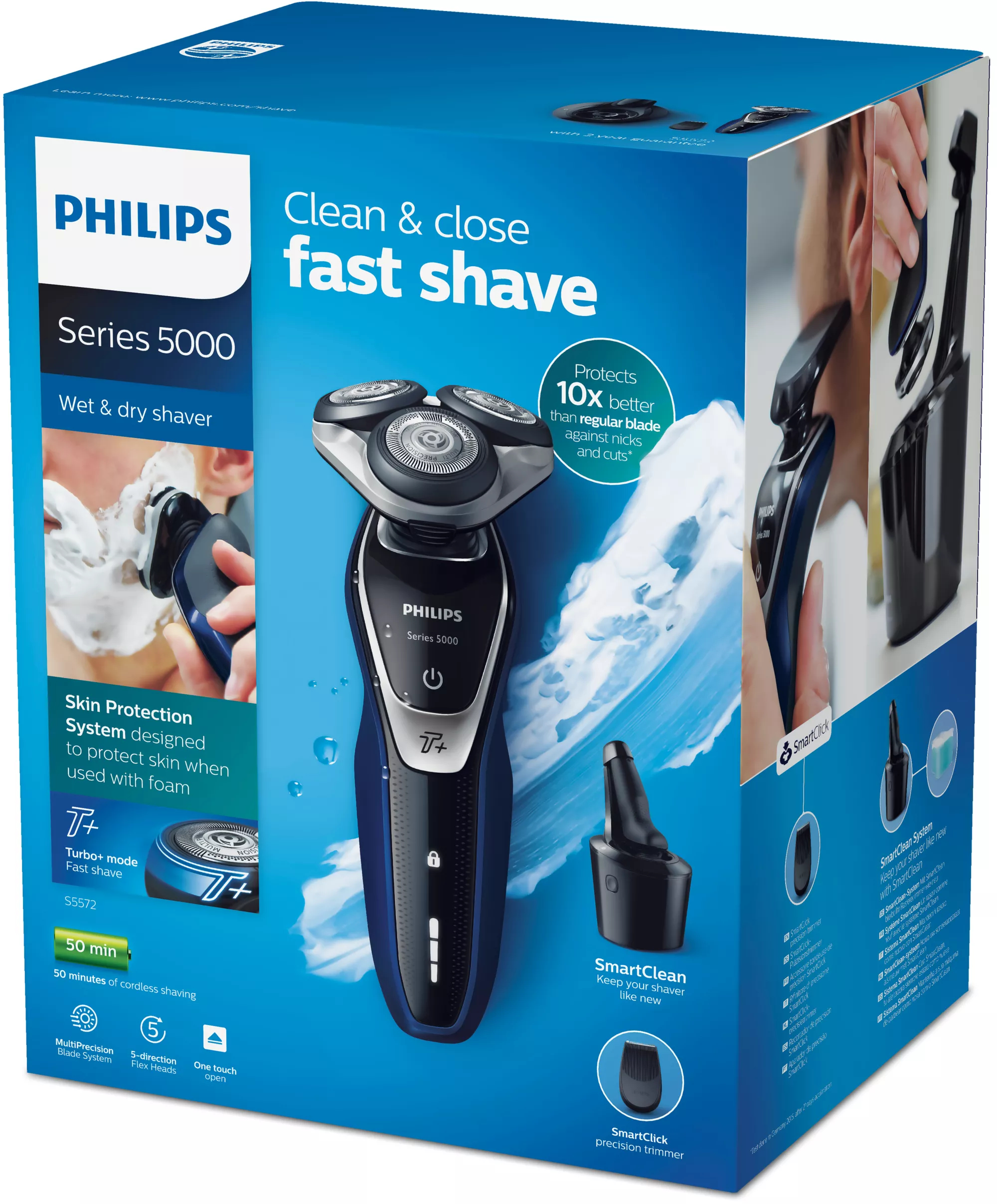Philips SHAVER Series 5000 wet and dry electric shaver with SmartClean S5572/10 – image 2